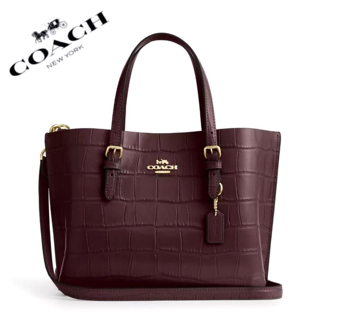 NWT Coach Mollie 25 Croc-Embossed Leather Tote Bag