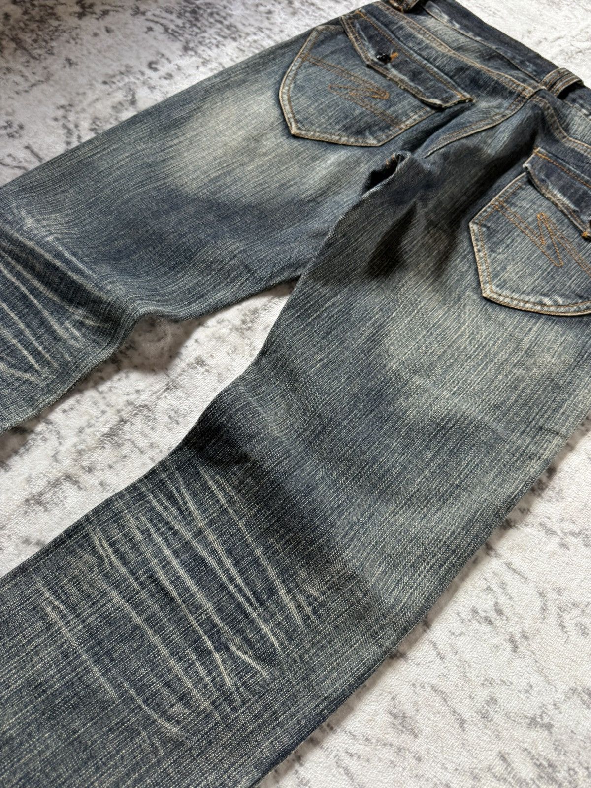 In The Attic In The Attic Japan Mud Earthy Wash Paneled Gun Pocket Jeans Size US 30 / EU 46 - 19 Thumbnail