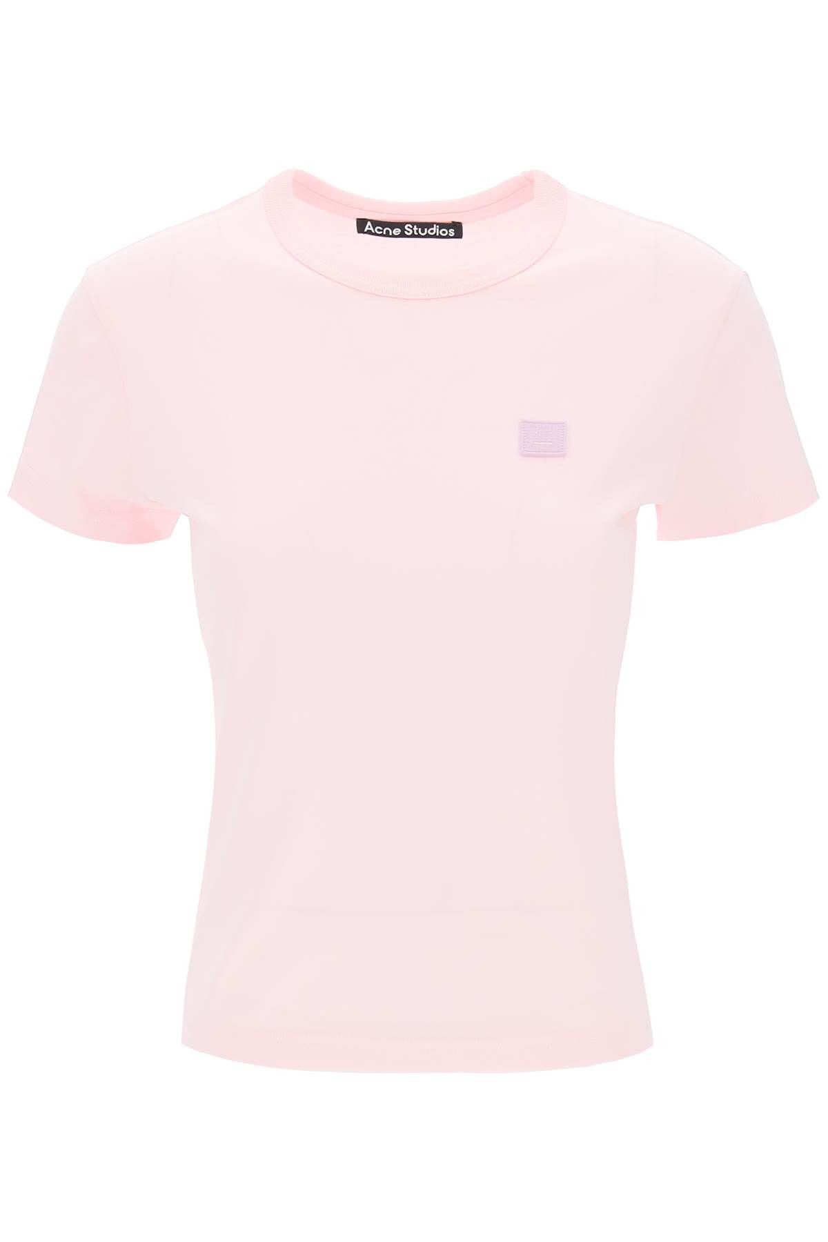 image of Acne Studios Crew-Neck T-Shirt With Logo Patch in Pink, Men's (Size Medium)