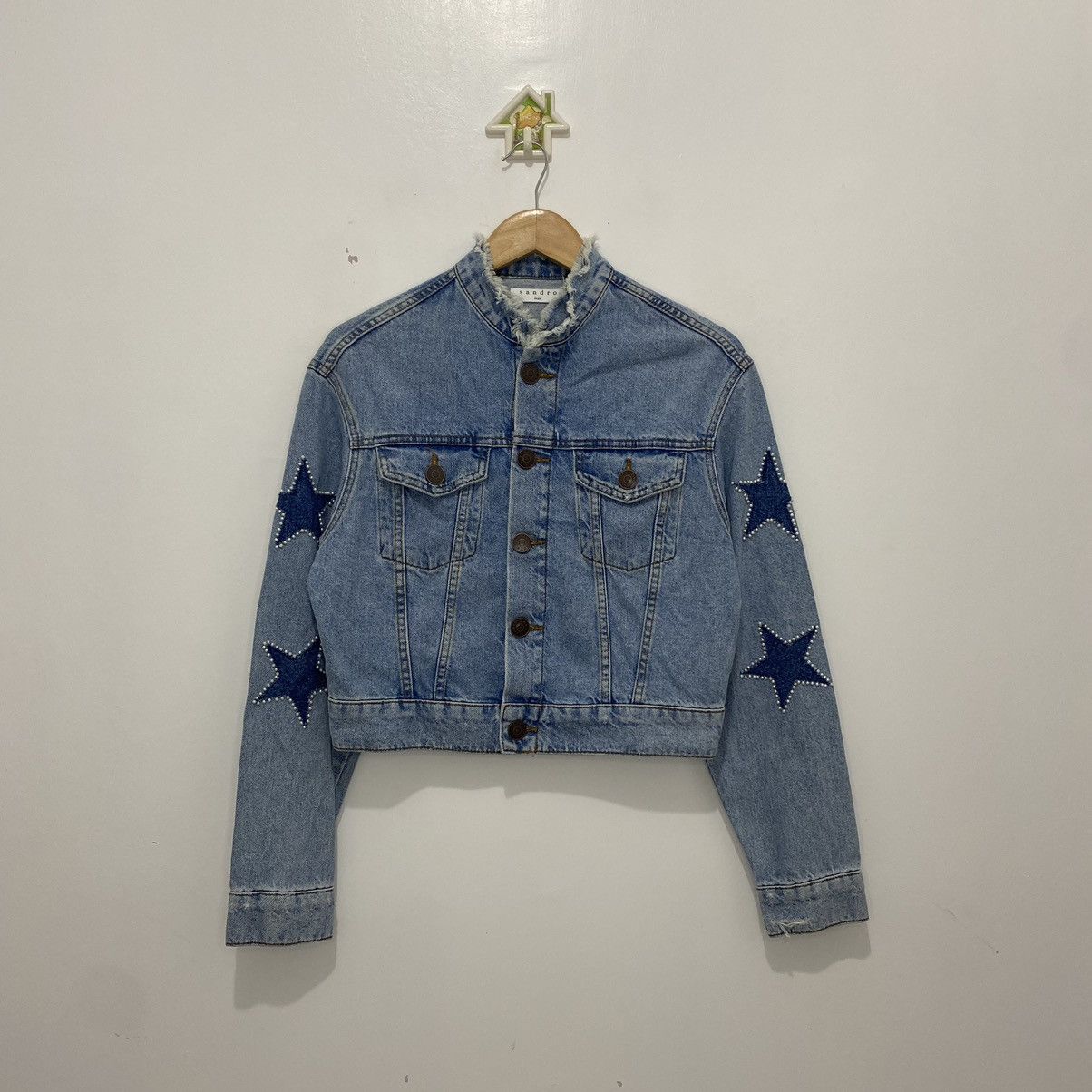 Sandro Sando Liverpool Short Star Denim Jacket Size XS / US 0-2 / IT 36-38 - 1 Thumbnail