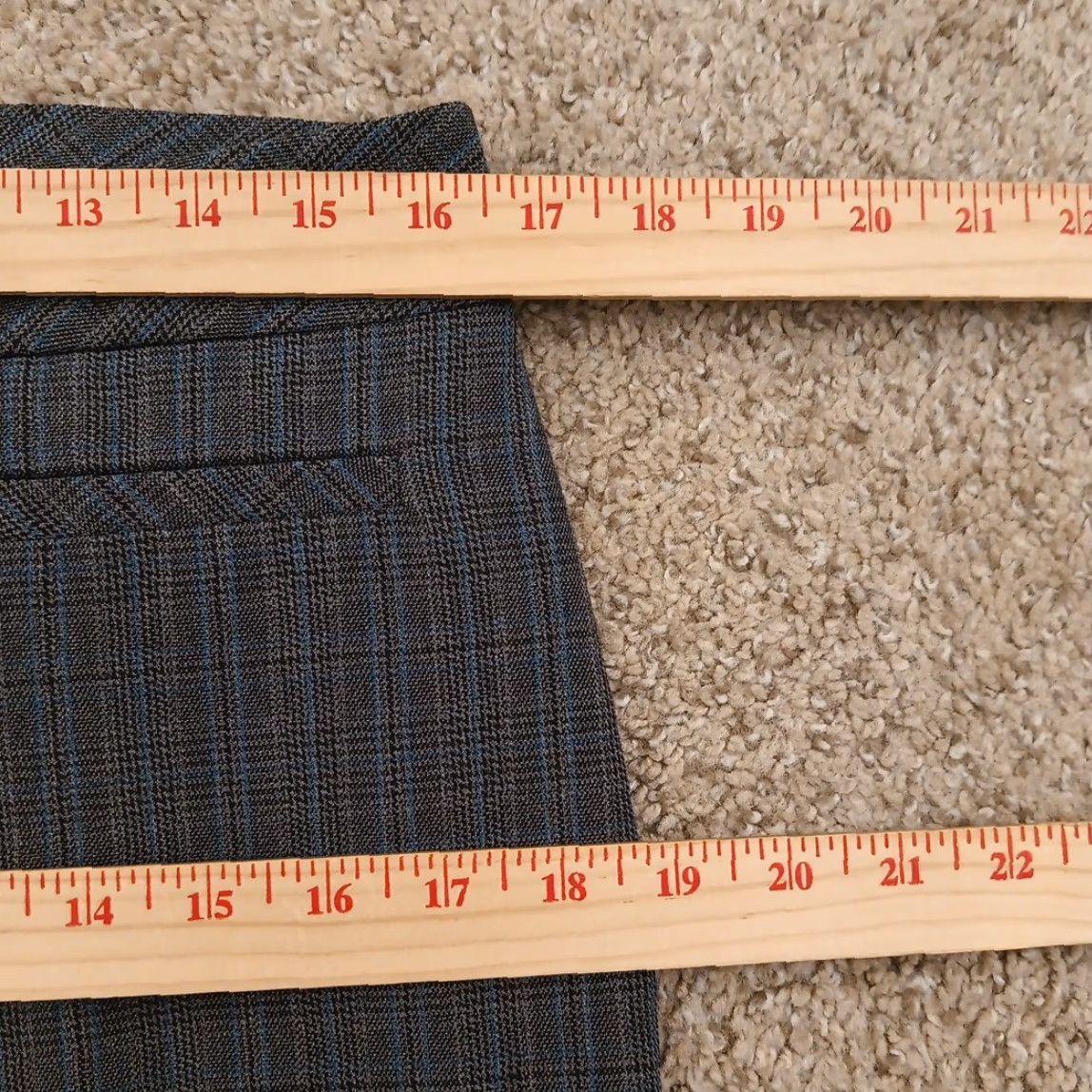 Vintage Dressbarn Dress Pants Womens 10P Gray Blue Plaid Mid Rise Petite Straight Inseam 28.5 in Size 32" / US 10 / IT 46 - 3 Thumbnail