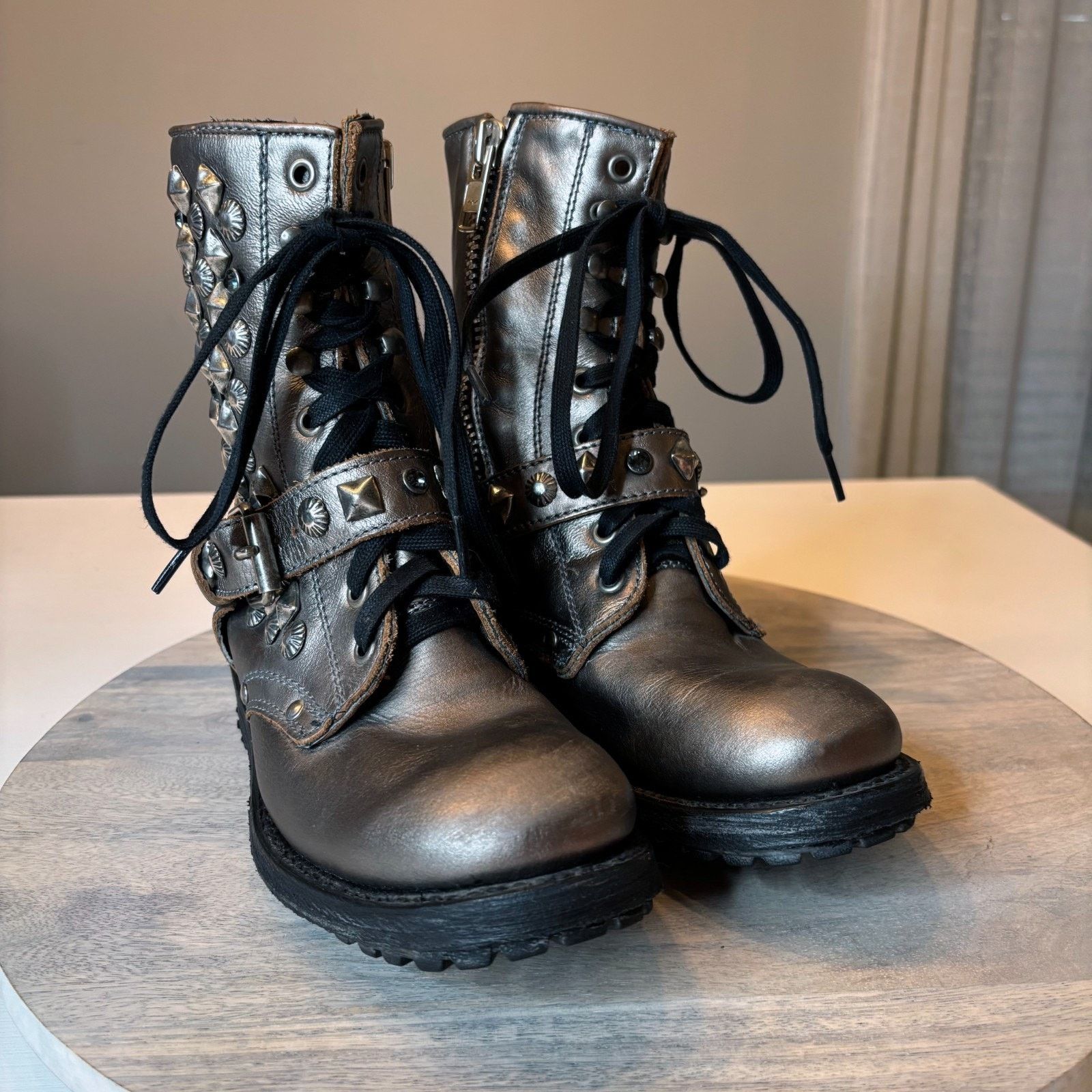 ASH ASH Ryanna US 7.5 - 8 EU 38 Metallic Studded Combat Boots Size US 7.5 / IT 37.5 - 5 Thumbnail