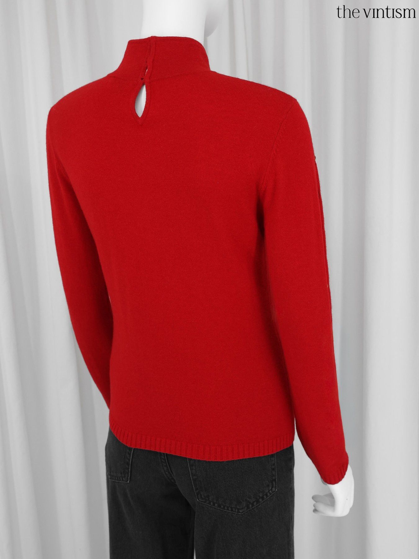 Escada Escada Red Cashmere, Virgin Wool & Silk Mock Neck Sweater Size S / US 4 / IT 40 - 7 Thumbnail