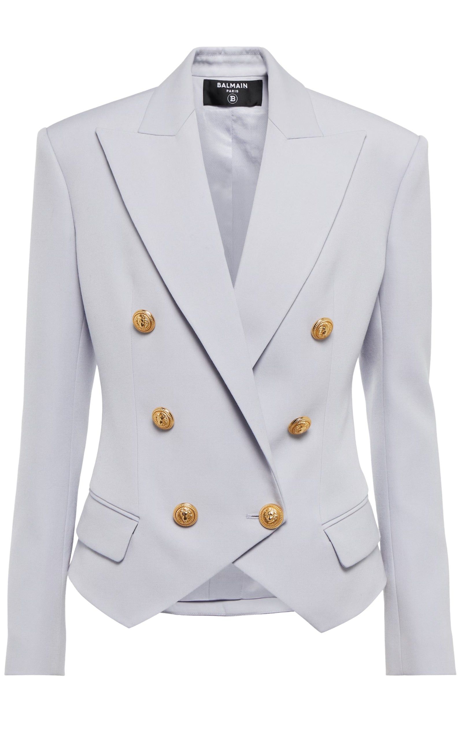 image of Balmain Double Breasted Wool Blazer in Blue, Women's (Size XS)