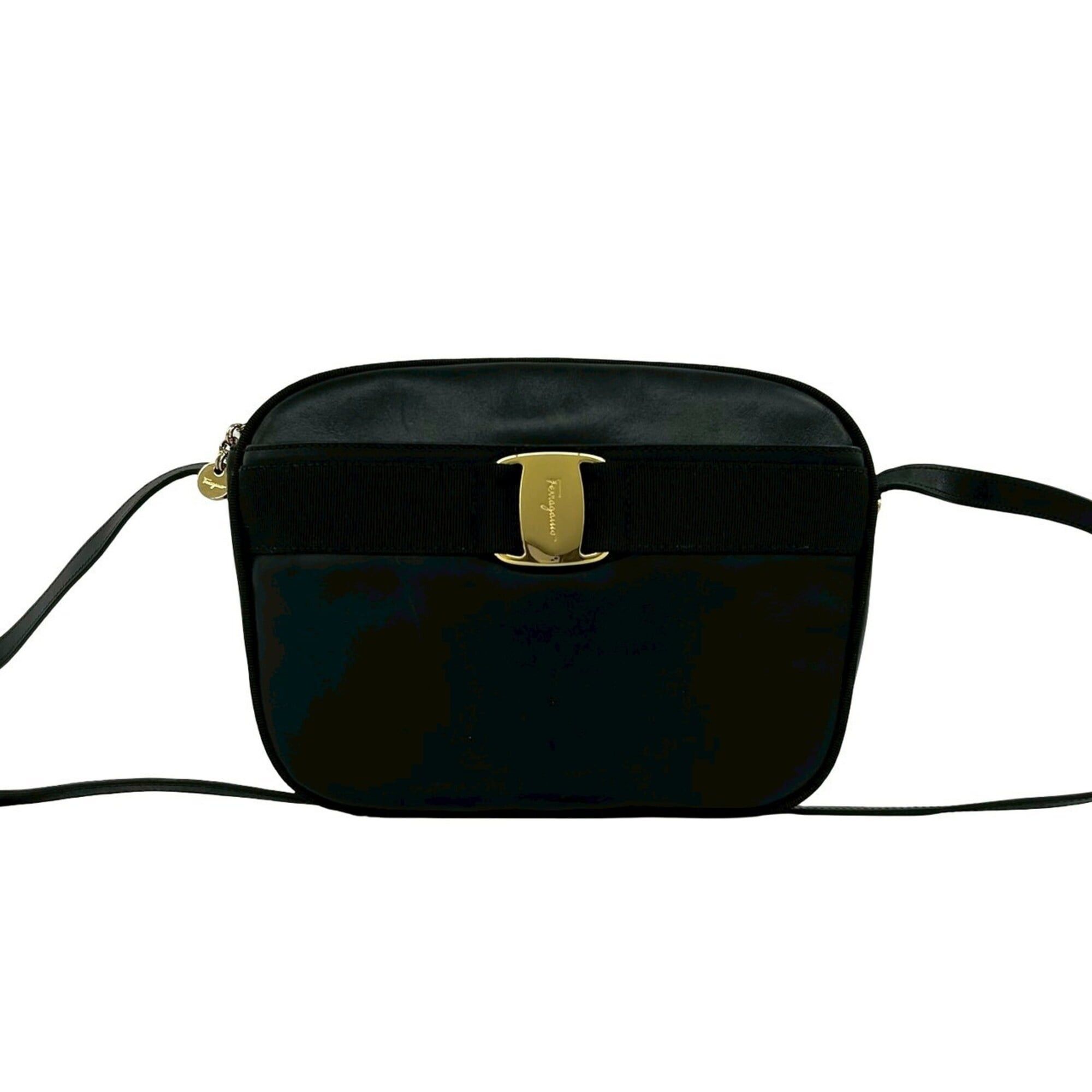Salvatore Ferragamo Salvatore Ferragamo Vara Ribbon Leather Shoulder Bag/Pouch, Black, 41633 Size ONE SIZE - 1 Thumbnail