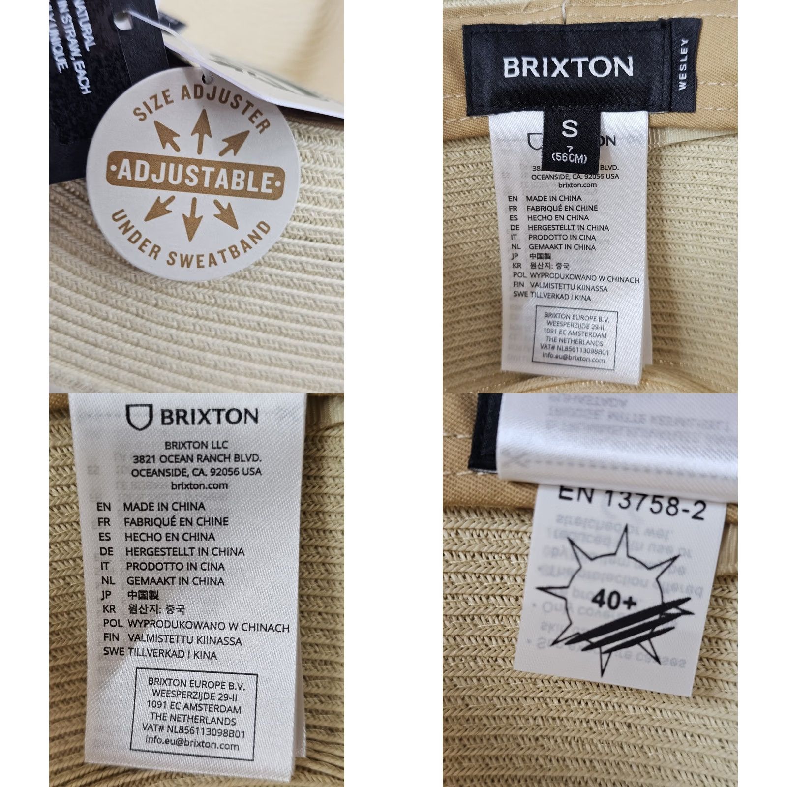 Brixton Brixton Wesley Straw Fedora Unisex Adjustable Packable UPF 50 Hat S Tan Fedora Size ONE SIZE - 9 Thumbnail