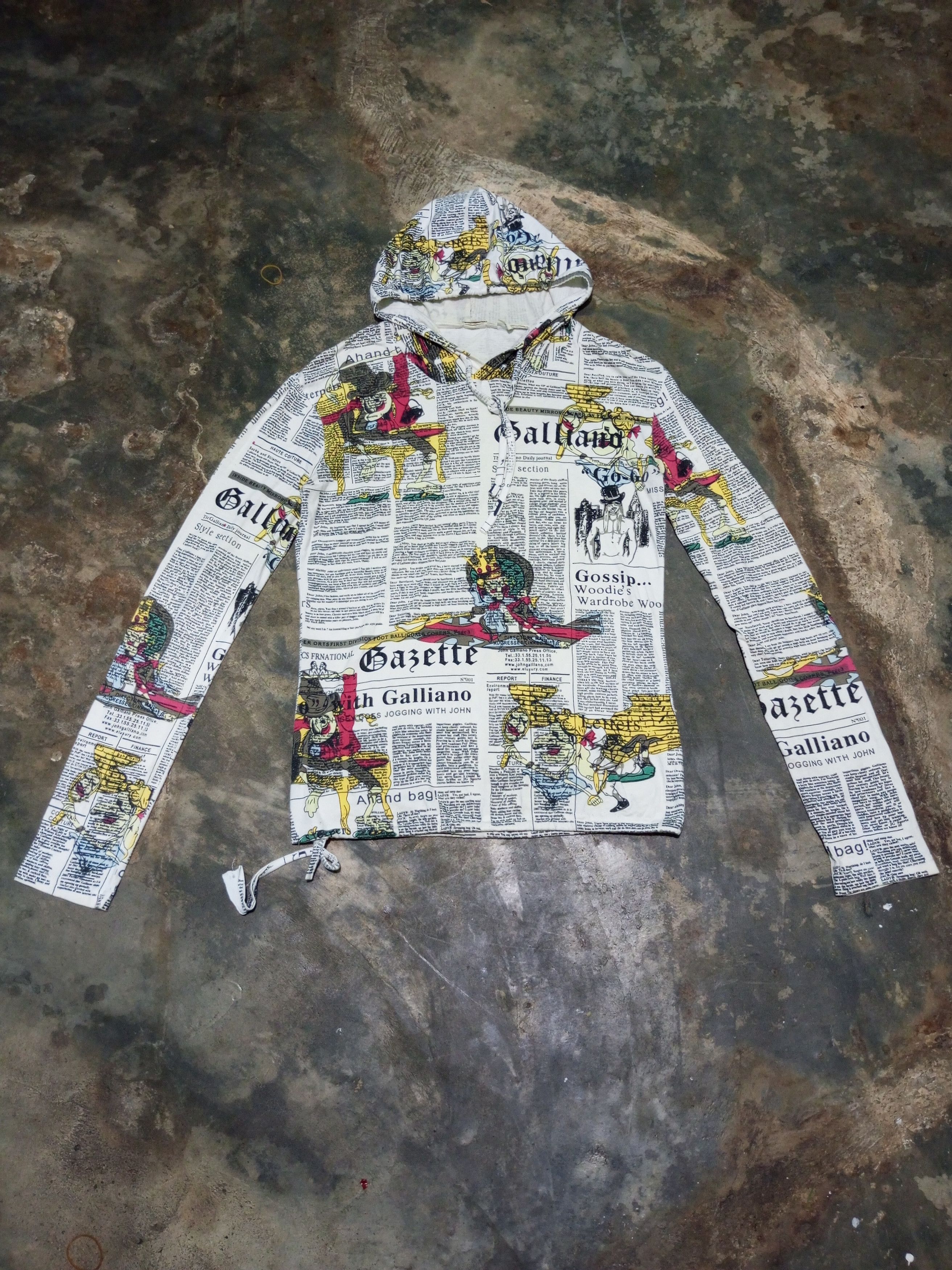 Galliano × John Galliano John galliano newspaper hoodie long 