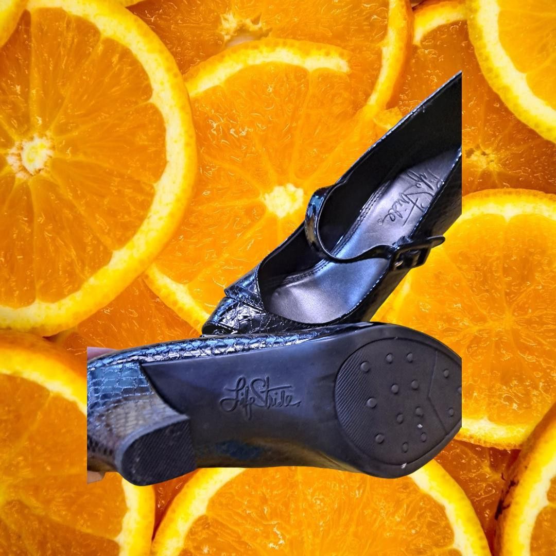 Other Life Stride Black Open Toe Strap Heels Size 7.5 Size US 7.5 / IT 37.5 - 7 Thumbnail