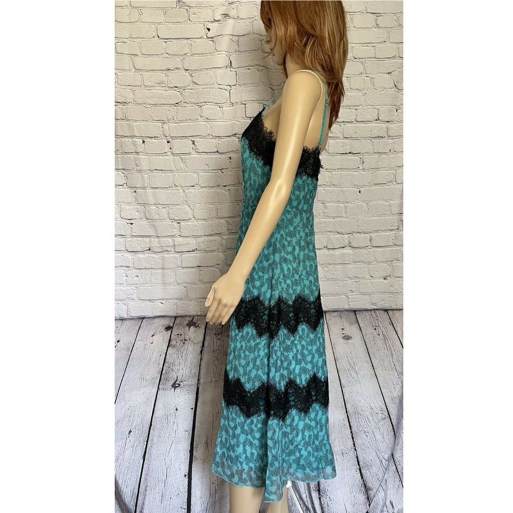 Anthropologie NWT New Anthropologie FOXIEDOX Teal Pleated Black Lace Dres Size M / US 6-8 / IT 42-44 - 3 Thumbnail