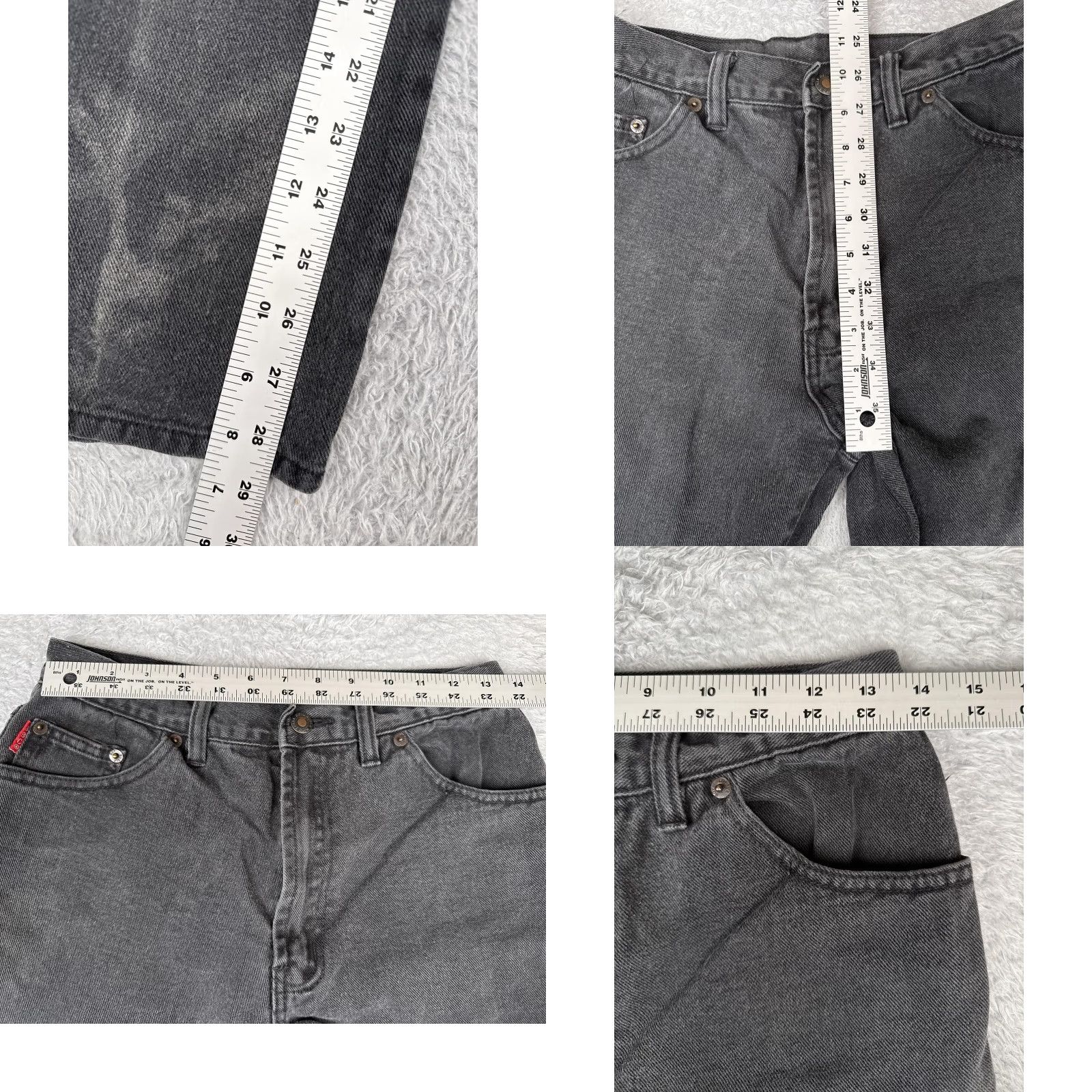 Big Dogs VINTAGE Bugle Boy Jeans Mens 31x32 Black Gray Denim Straight Leg Zip Fly 90s Size US 31 - 8 Thumbnail