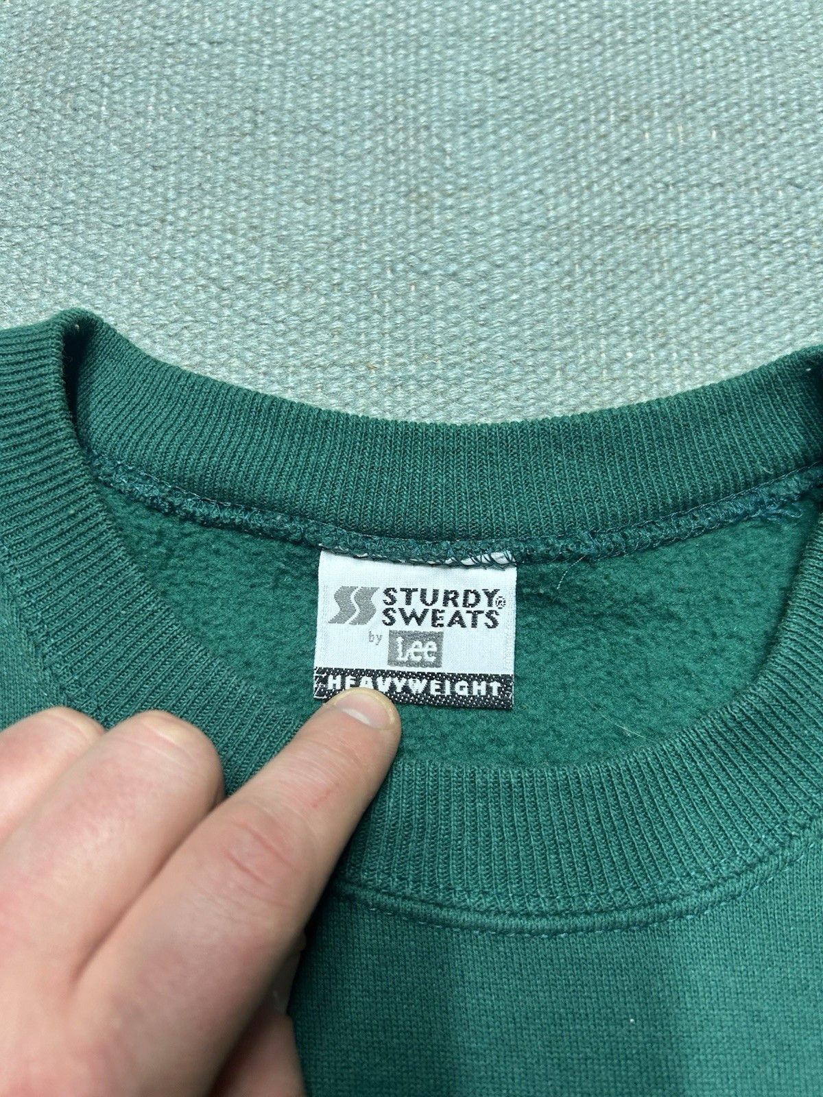 Vintage 80s sweatshirt Lee heavyweight sturdy blank forest green XL Size US XL / EU 56 / 4 - 3 Thumbnail
