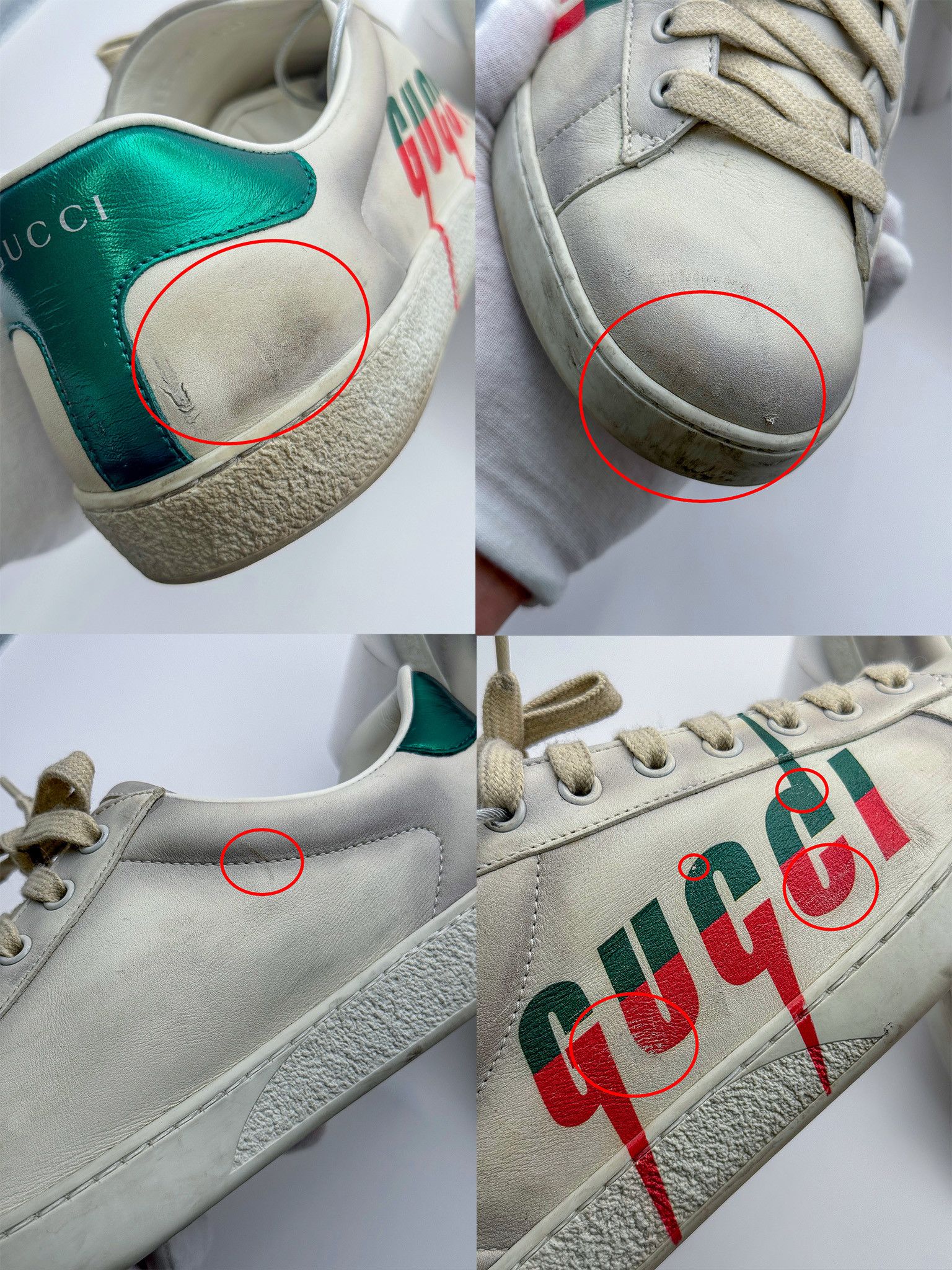 Gucci Gucci Ace Graffiti Logo Distressed White-Beige Leather Size US 10 / EU 43 - 19 Thumbnail