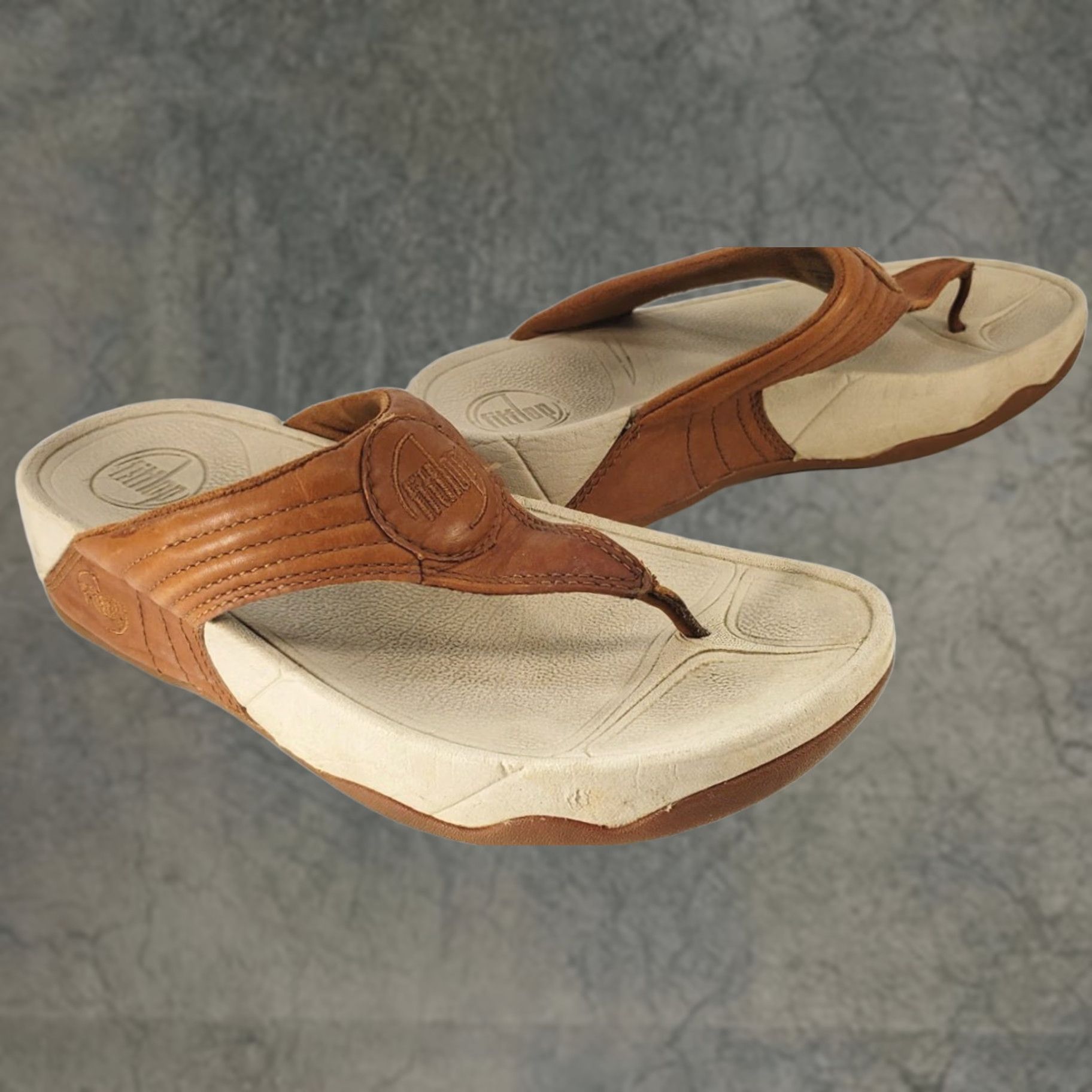 Vintage FitFlop WalkStar 3 Sandals Womens Size 6 EUR 37 Brown Tan Leather Summer Slide Size US 6 / IT 36 - 1 Thumbnail