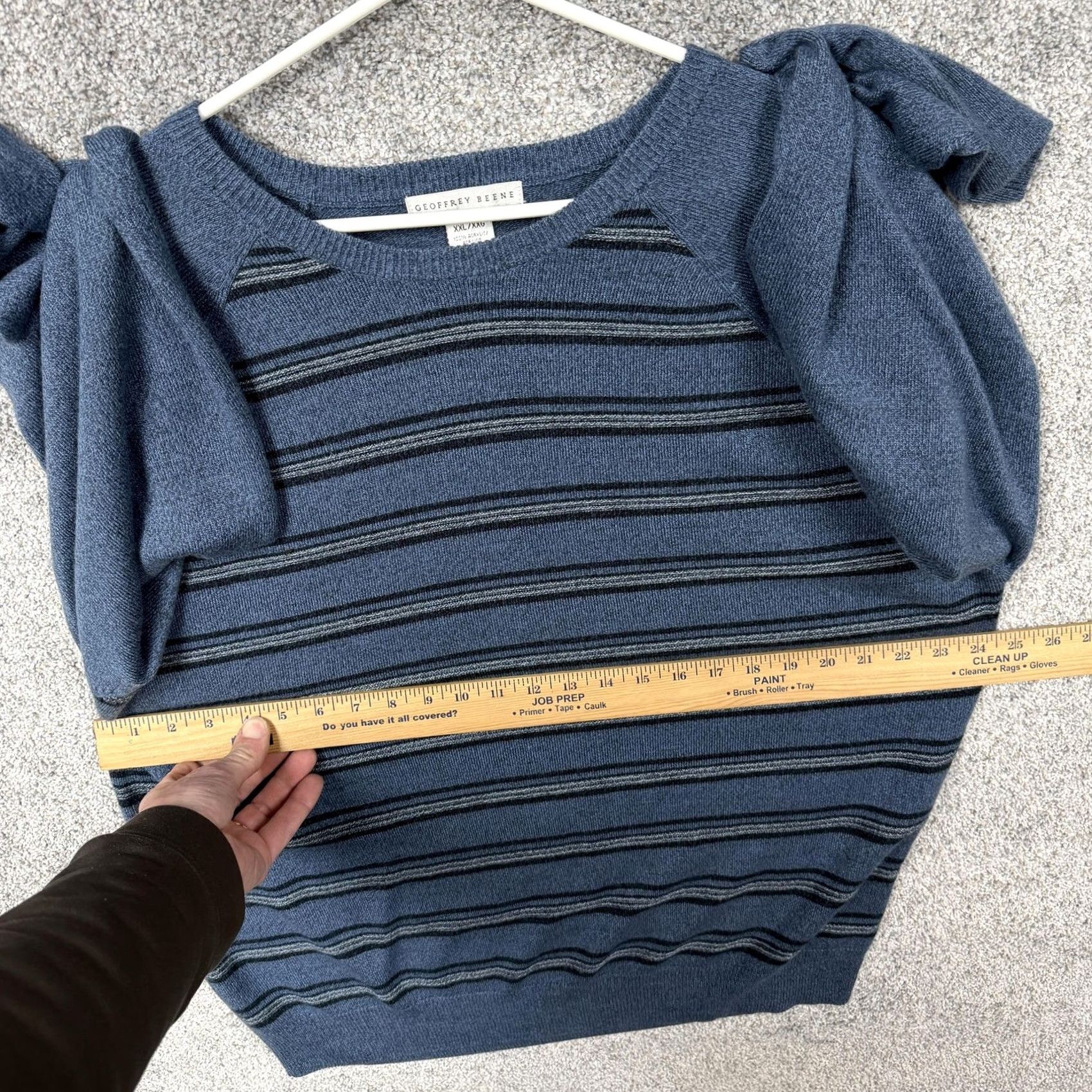 Geoffrey Beene VINTAGE Geoffrey Beene Sweater Men 2XL Blue Striped Crew Neck Knit Pullover Long Sleeve Casual Retro 90s Grunge Preppy Vintage Size US XXL / EU 58 / 5 - 4 Thumbnail