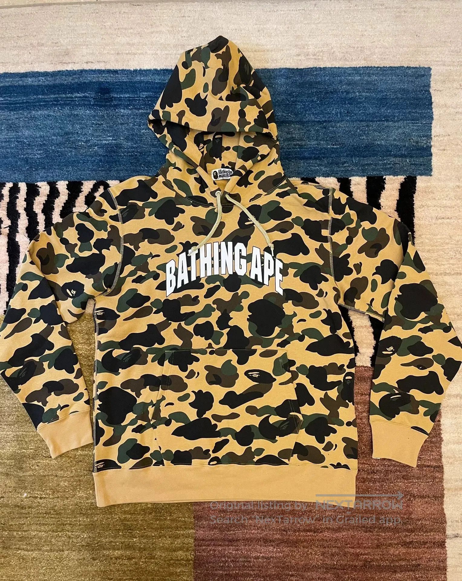 Bape Bape Classic Yellow Camo Letter Hoodie. Size US XXL / EU 58 / 5 - 2 Thumbnail