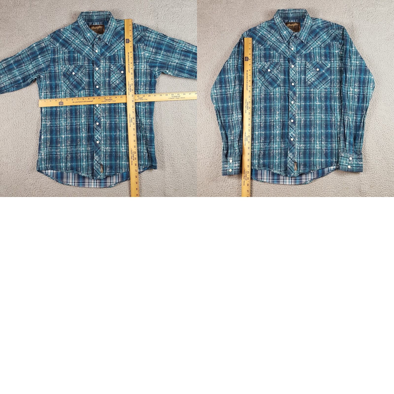 Wrangler VINTAGE Wrangler Western Pearl Snap Cowboy Shirt Men's Large Southwestern Button-Up Plaid Cotton Blue 90s Workwear Mens Size US L / EU 52-54 / 3 - 8 Thumbnail