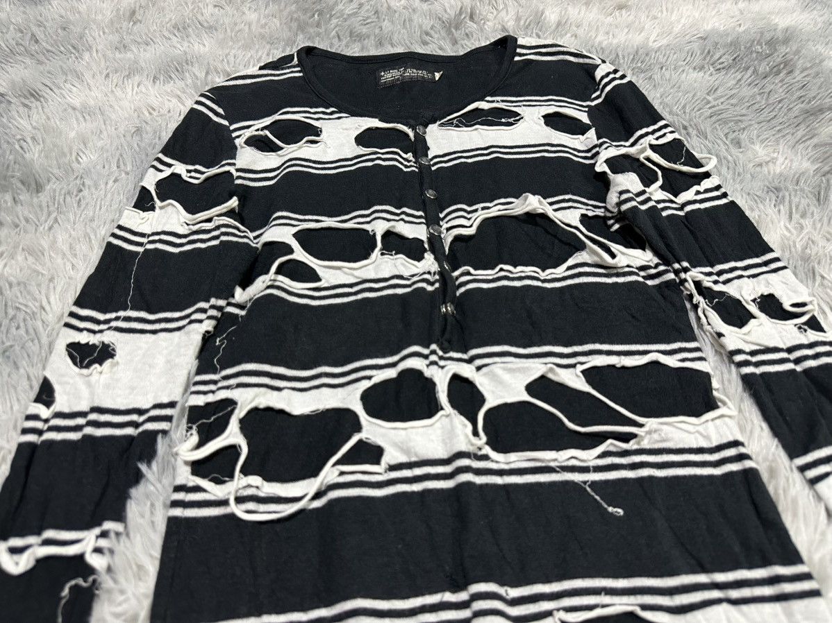 If Six Was Nine 🔥Sick Y2K L7 Real Hip Mummy Layered Striped Henley Ls Shirt Size US S / EU 44-46 / 1 - 2 Thumbnail