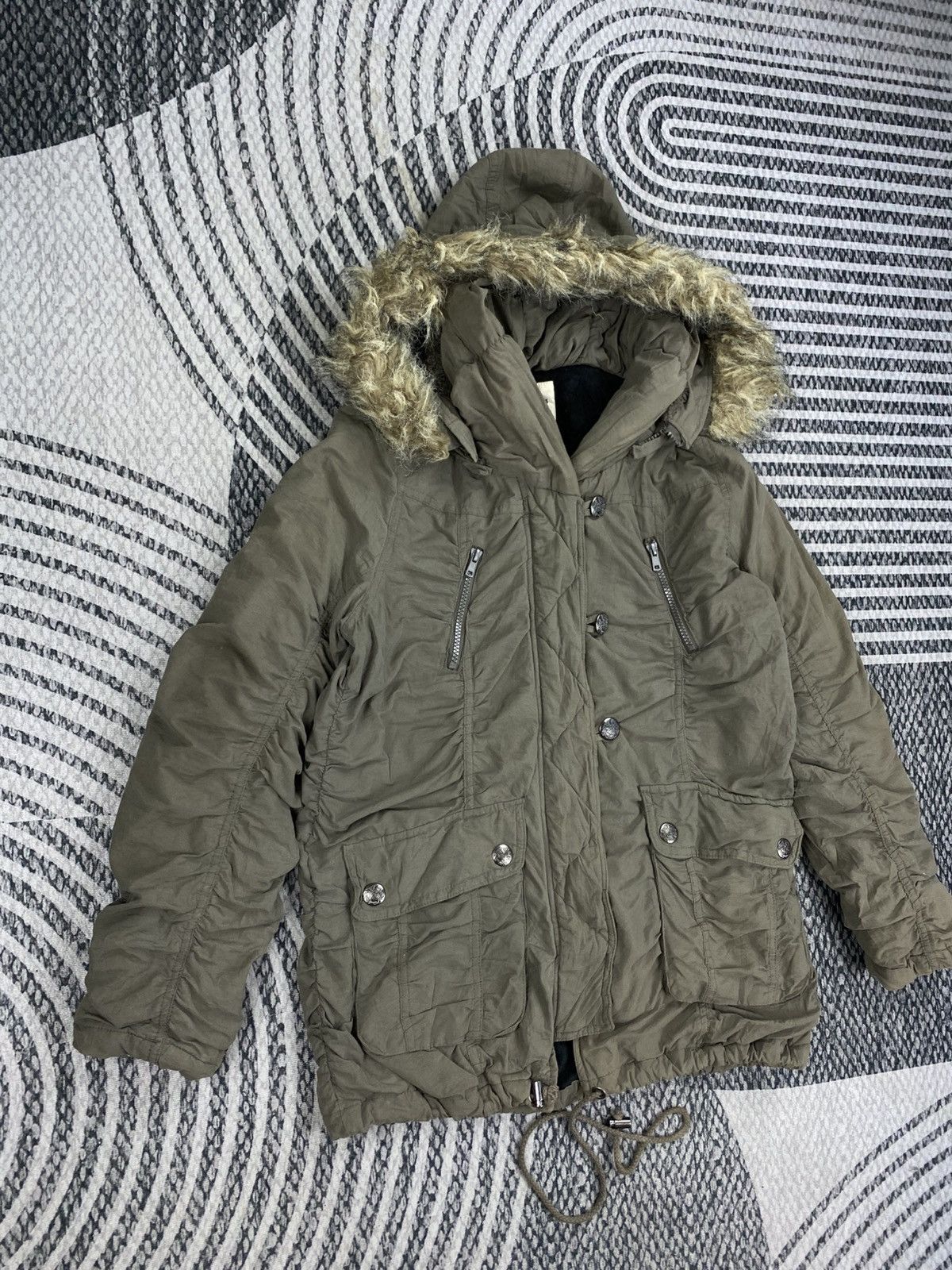 Japanese Brand Vtg Sky Bomber Military Multipocket Style Fur Hooded Parka Size US M / EU 48-50 / 2 - 3 Thumbnail