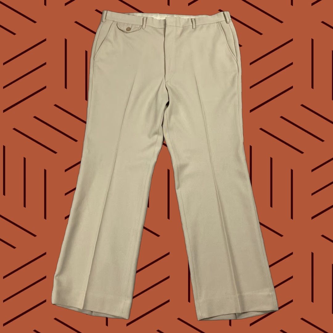 Lee VTG 70S LEE WESTERN WINDSOR PANTS POLYESTER KNIT TAN MENS 38X29 STRAIGHT LEG CHINO ZIP BACK POCKETS MOD DISCO 70s Size US 38 / EU 54 - 1 Thumbnail