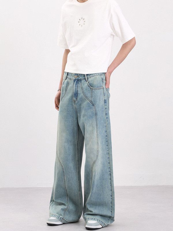 Japanese Brand American-style washed patchwork heavy-duty work jeans Size US 32 / EU 48 - 3 Thumbnail