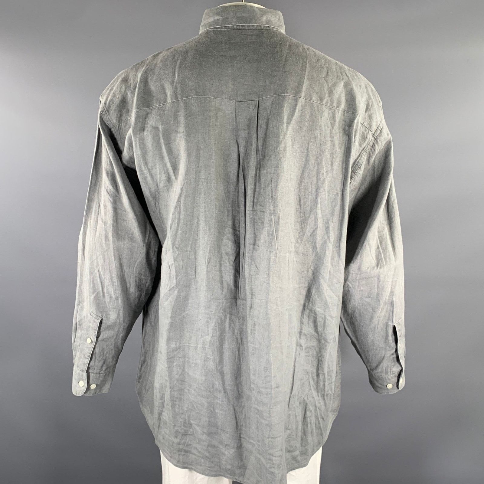 Perry Ellis PERRY ELLIS XL Grey Linen Pointed Collar Long Sleeve Shirt Size US XL / EU 56 / 4 - 3 Thumbnail