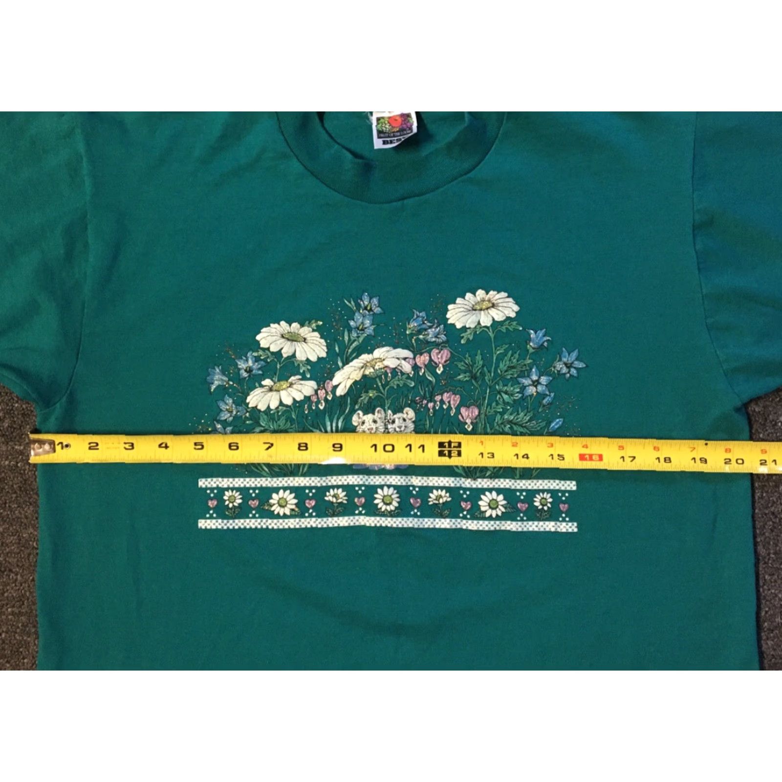 Fruit Of The Loom VINTAGE M Ice Flowers Shirt M USA Single Stitch Animals Art Mouse Nature Fun 80s 90s Size US M / EU 48-50 / 2 - 7 Thumbnail