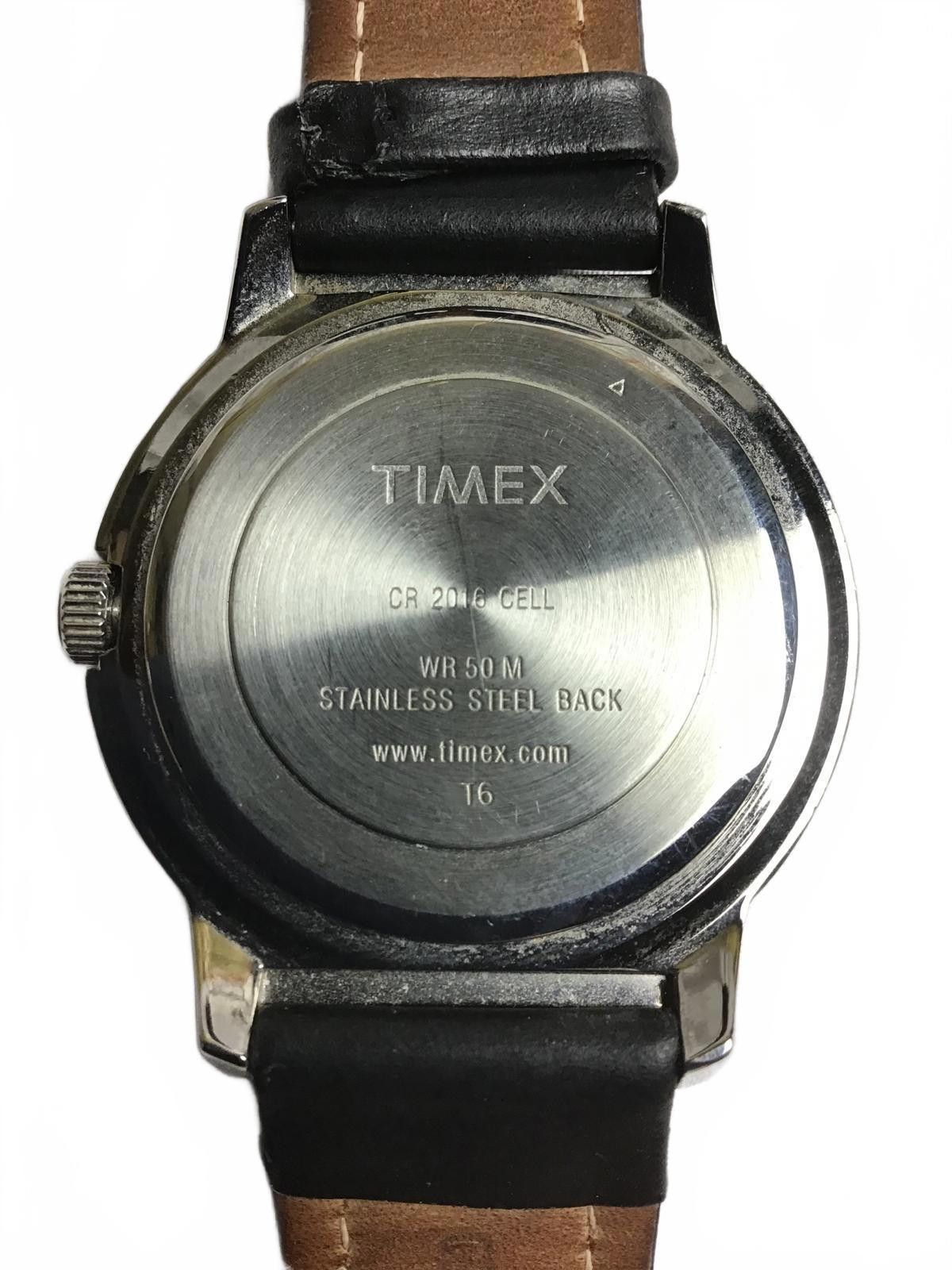 Timex Timex Men's Black Leather Strap Wristwatch with Date Display Size ONE SIZE - 5 Thumbnail