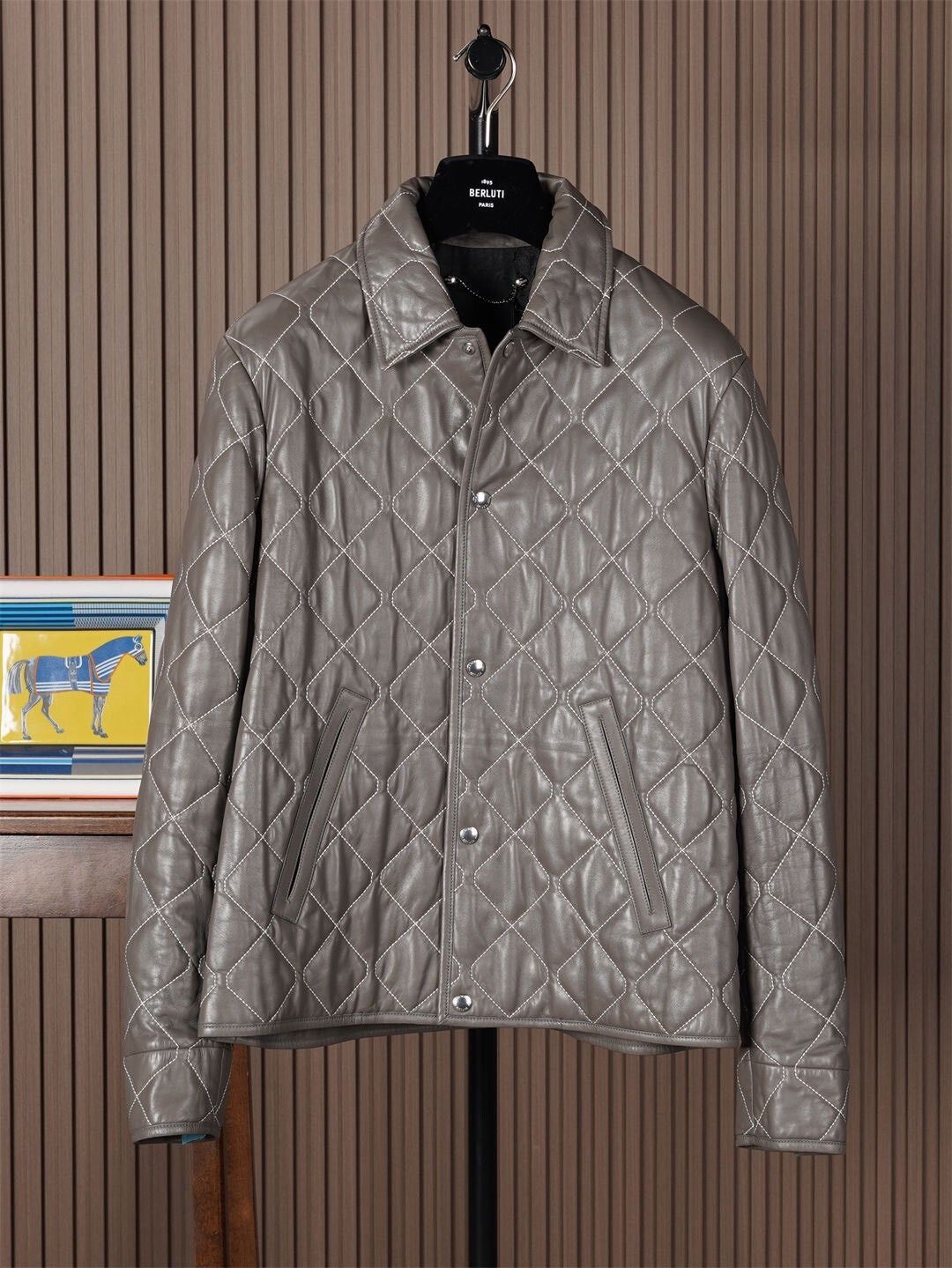 Berluti Berluti Gray Leather Jacket Size US M / EU 48-50 / 2 - 1 Thumbnail