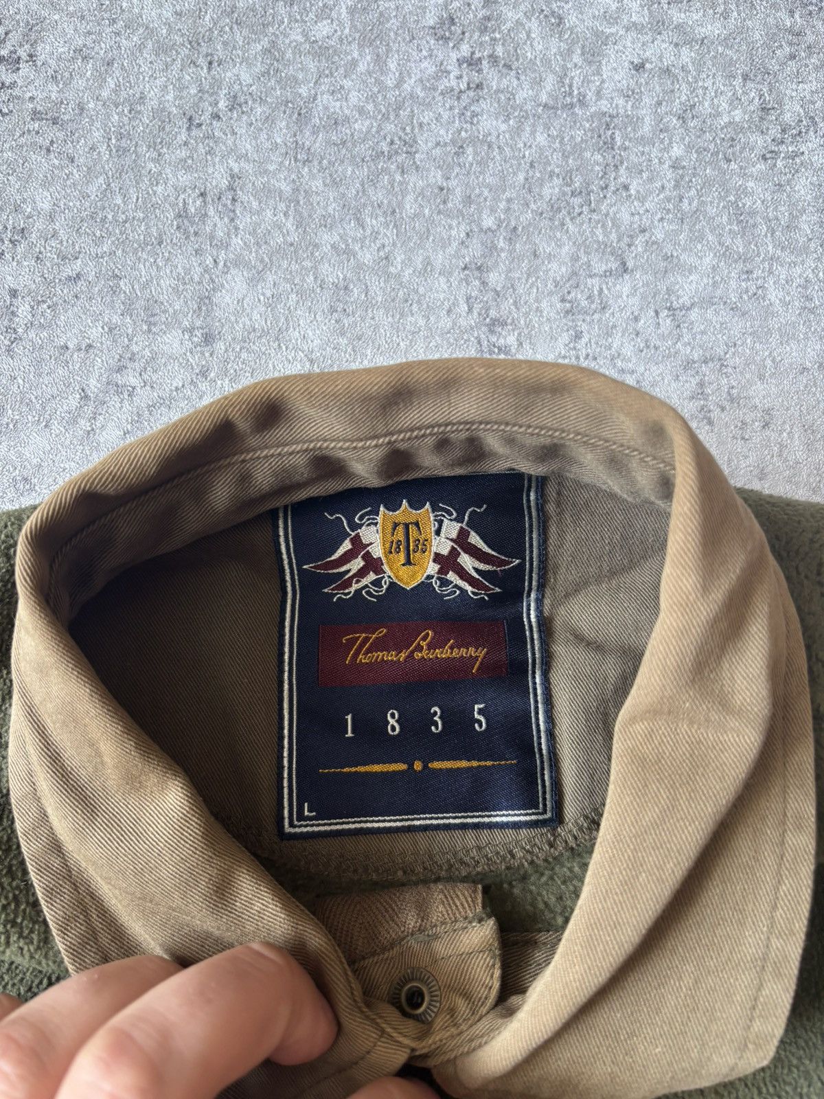Burberry × Designer × Vintage VINTAGE THOMAS BURBERRY KHAKI FLEECE OVERSHIRT Size US L / EU 52-54 / 3 - 3 Thumbnail