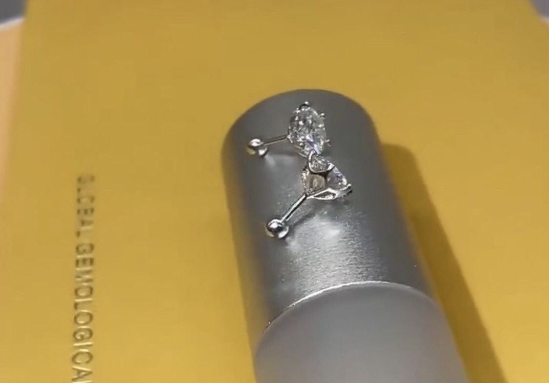 Jewelry Moissanite Screw Stud Earrings Size ONE SIZE - 3 Thumbnail