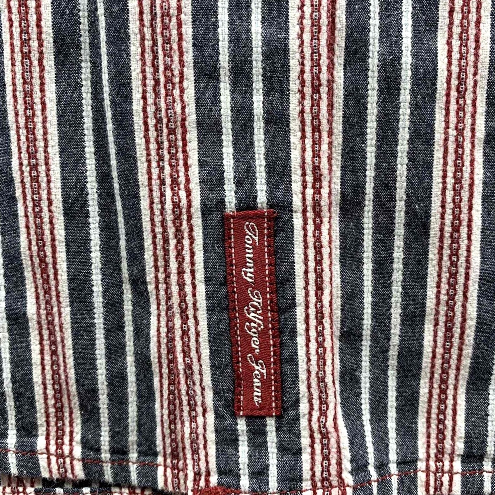 Tommy Hilfiger VINTAGE Tommy Hilfiger Jeans Shirt Mens XL Blue Red Striped Y2K Retro Size US XL / EU 56 / 4 - 3 Thumbnail