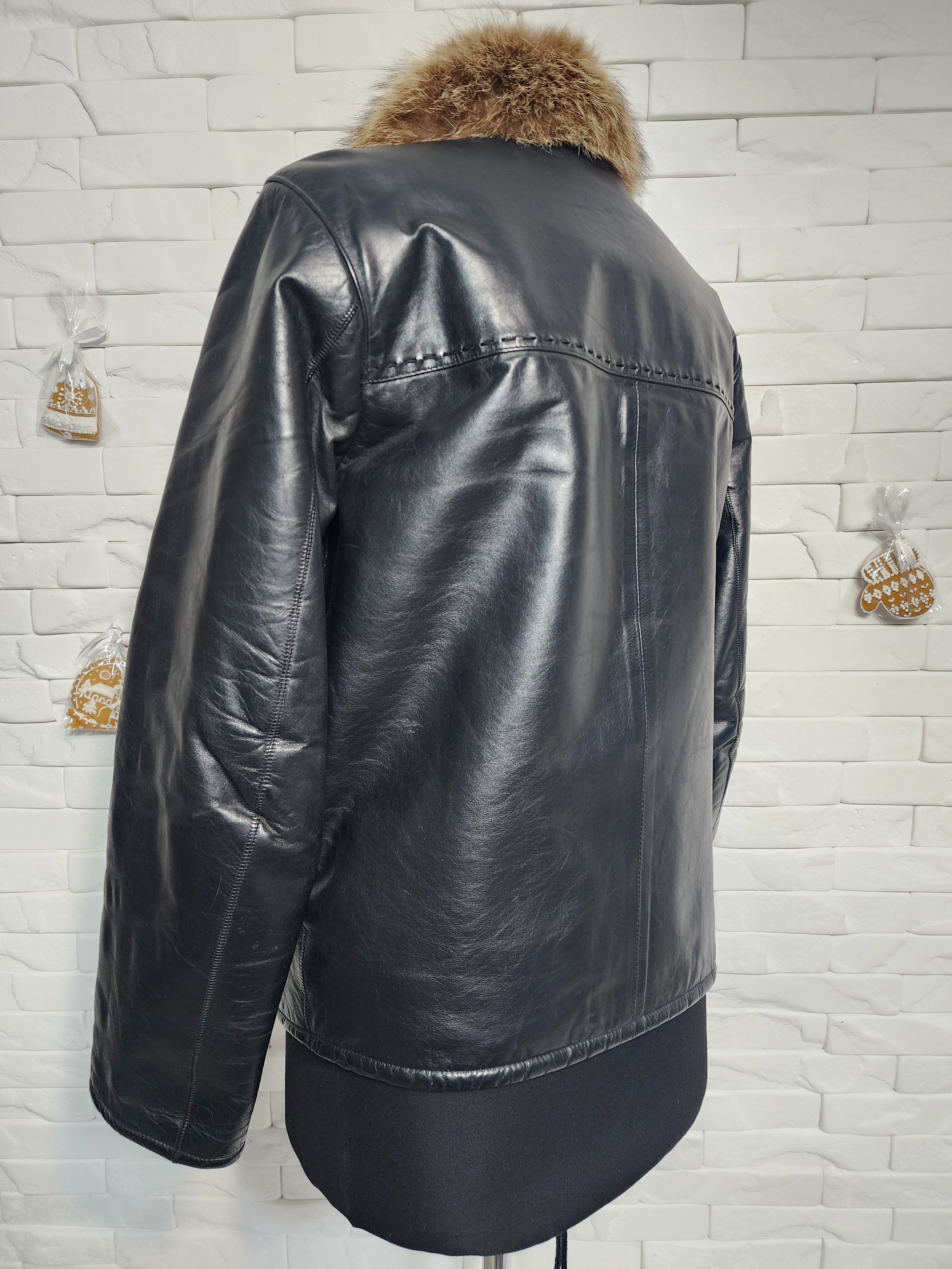 Furla Men's Black Leather Fur Jacket: Genuine Fur, Metal Zipper Size US M / EU 48-50 / 2 - 6 Thumbnail