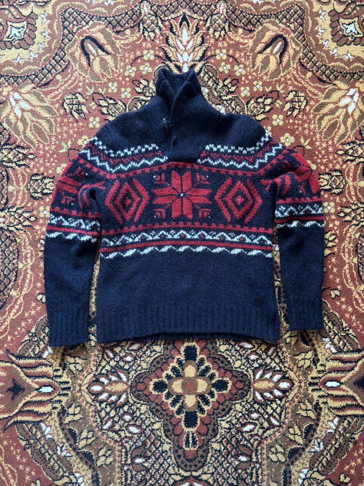 Polo Ralph Lauren Vintage Polo Ralph Lauren Alpaca Wool Fair Isle Shawl Collar Size US S / EU 44-46 / 1 - 1 Thumbnail