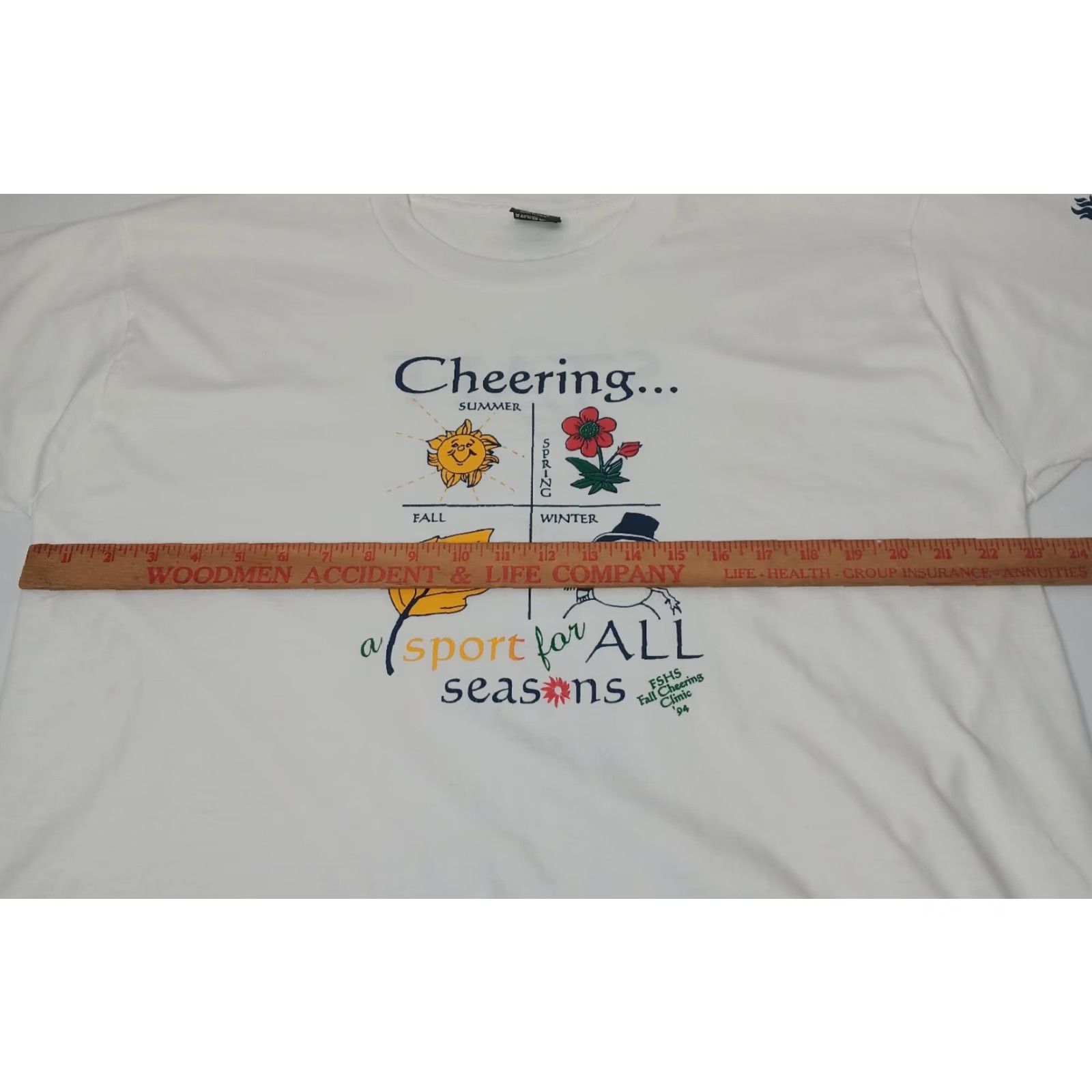 Fruit Of The Loom VINTAGE Fruit of the Loom BEST Cheerleading Shirt XL White STAFF Single Stitch 1990s United States Cheering Cheerleader Cheer Sports Size US XL / EU 56 / 4 - 6 Thumbnail