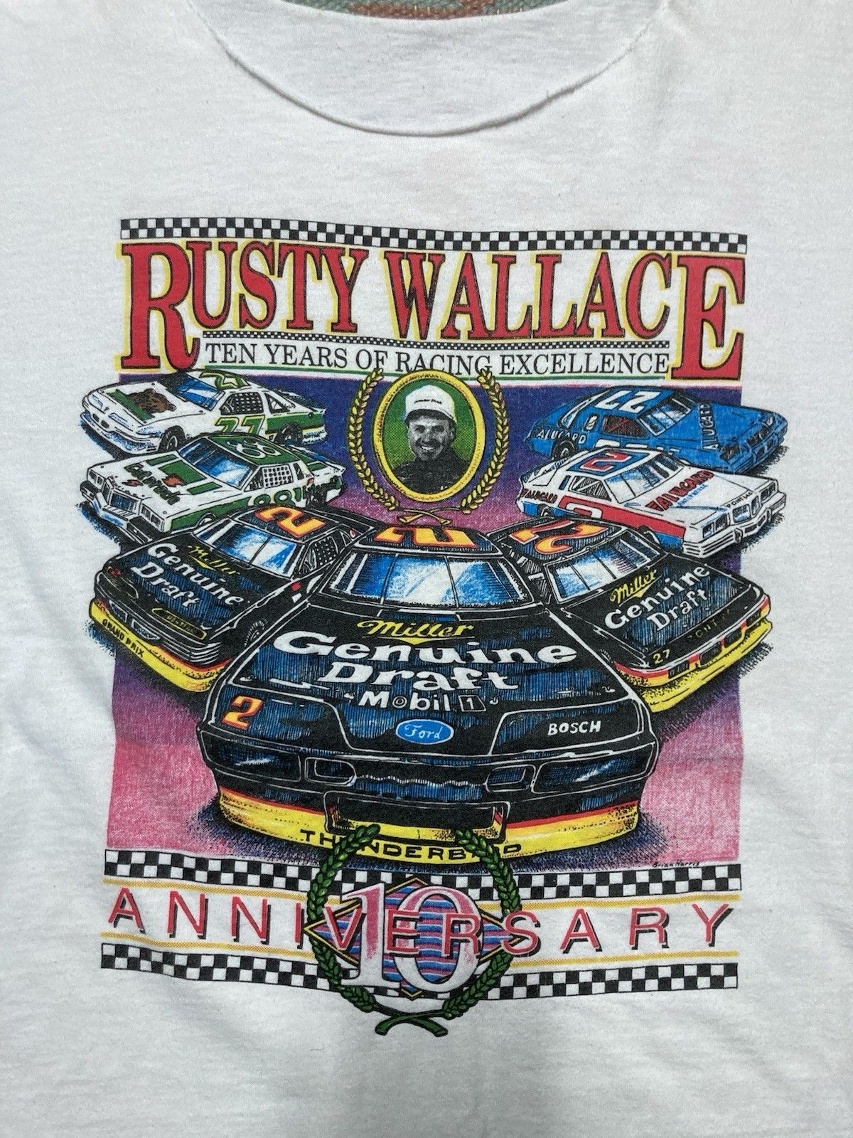 Vintage 90s t shirt rusty wallace nascar Winston cup chopped XL Size US XL / EU 56 / 4 - 2 Thumbnail