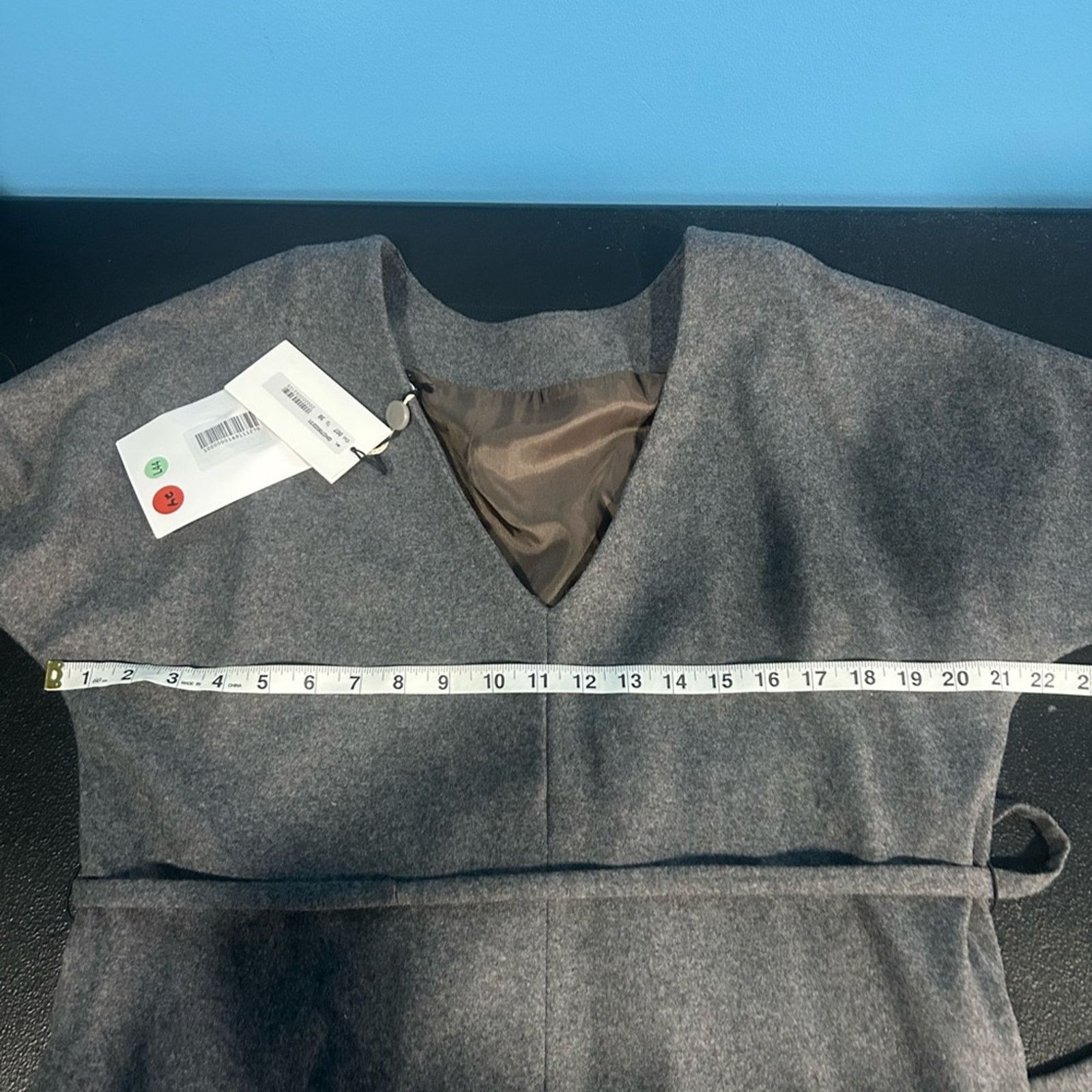 Other Grifoni Wool Lined Gray Dress Open Back V Belted NWT Small Size S / US 4 / IT 40 - 8 Thumbnail