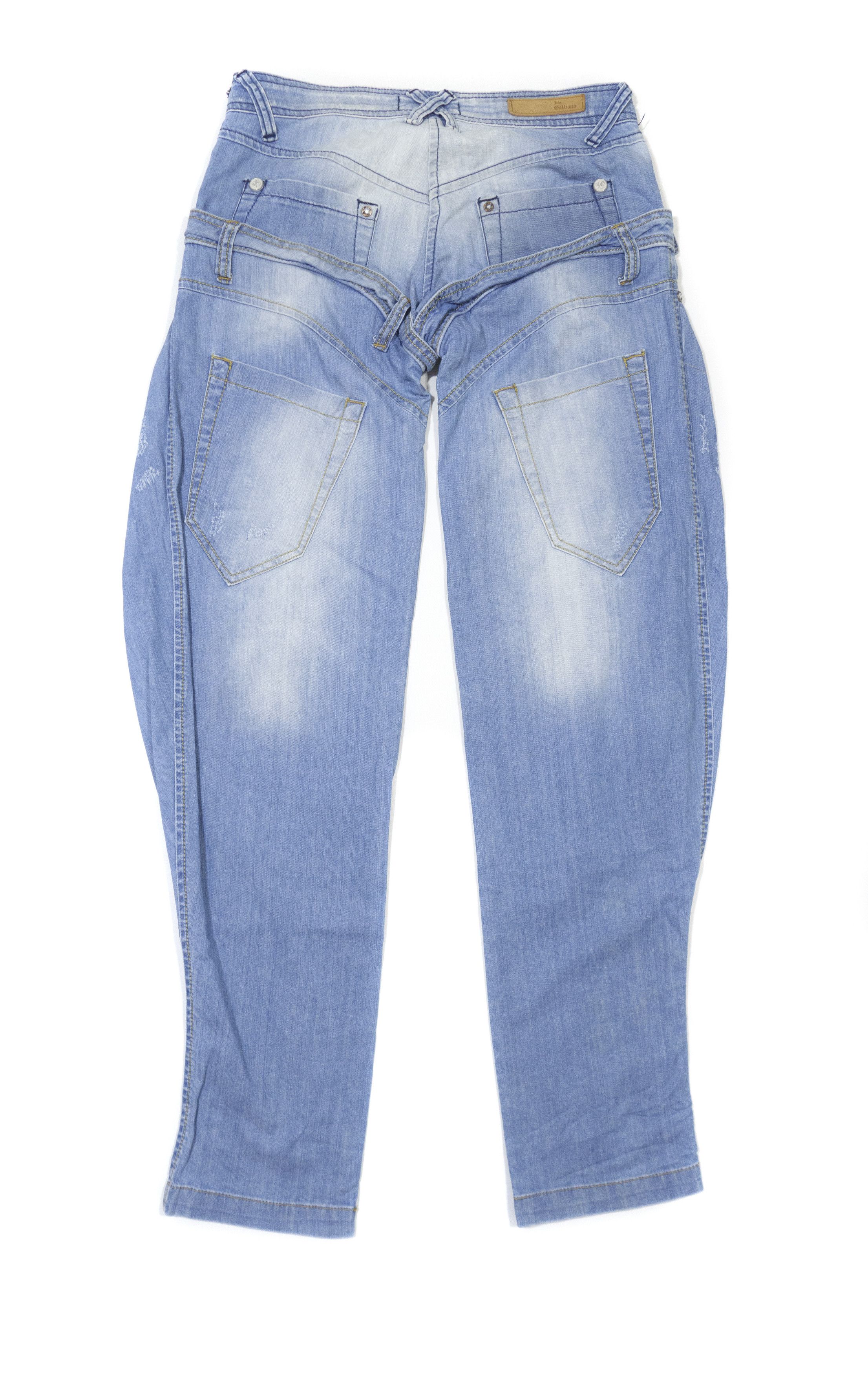 John Galliano 90S Double Layered Y2K Baggy Jeans Vintage Size 30" / US 8 / IT 44 - 2 Thumbnail