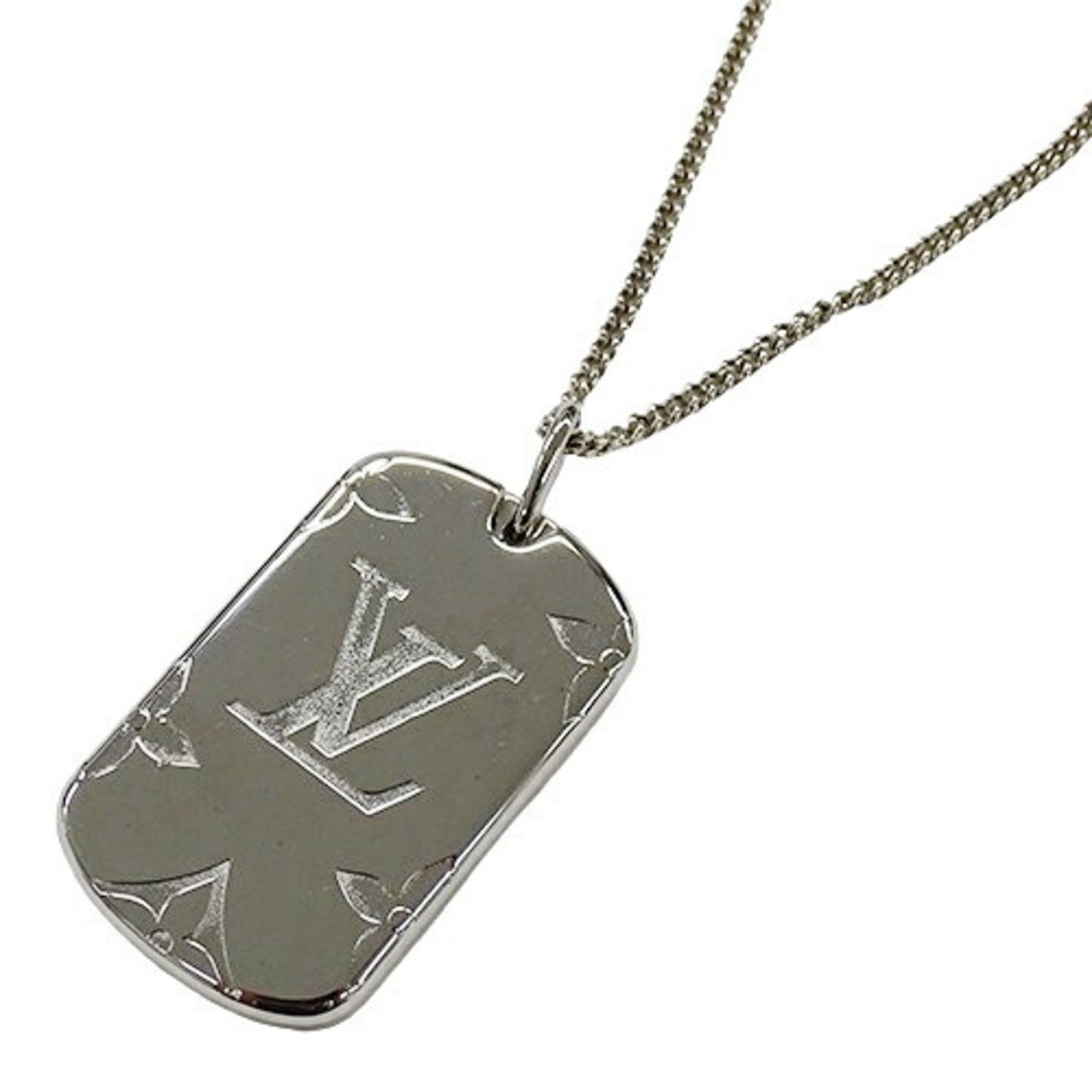 Louis Vuitton LOUIS VUITTON Necklace for Men Metal Locket Monogram Silver M62484 DI1108 Dog Tag Grailed