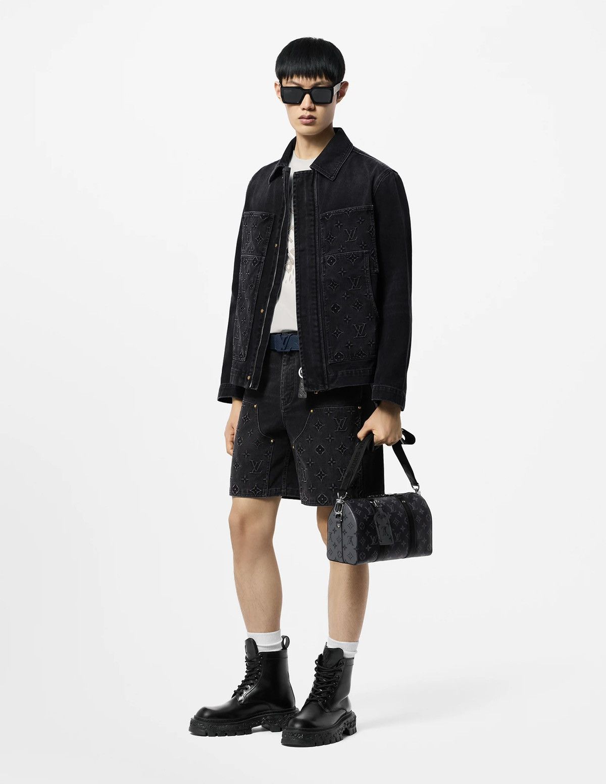 Louis Vuitton Black Denim Workwear Monogram Print Jacket Size US M / EU 48-50 / 2 - 2 Thumbnail