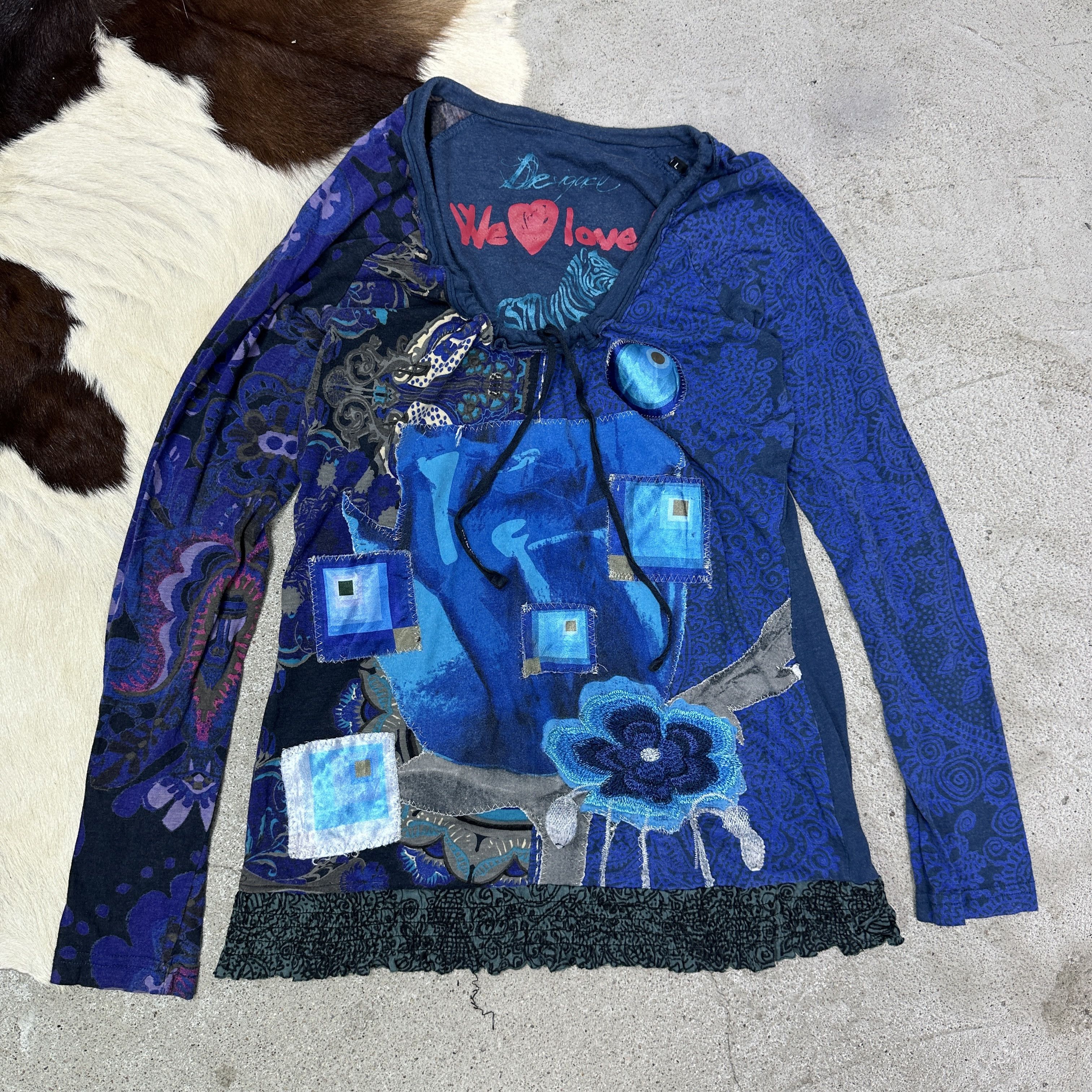 Desigual Vintage Preppy Old Money Printed Desigual Top Y2K Size XL / US 12-14 / IT 48-50 - 2 Thumbnail