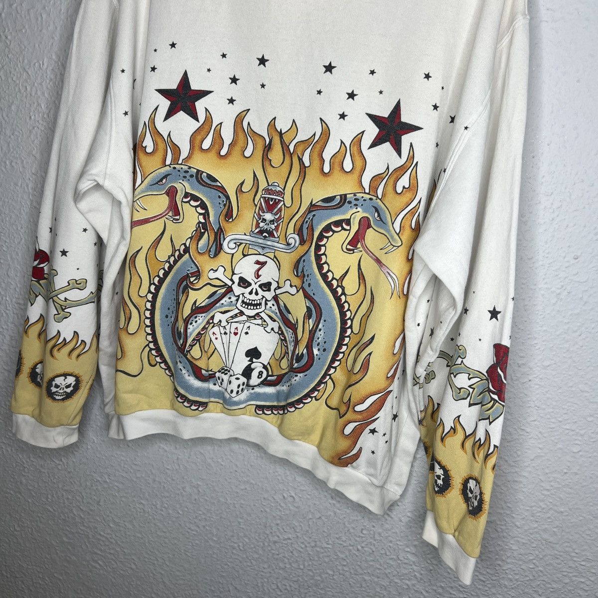 Affliction × Japanese Brand FISHBONE OVERPRINT BOXY RARE HOODIE rap hip hop Y2K STYLE Size US L / EU 52-54 / 3 - 7 Thumbnail