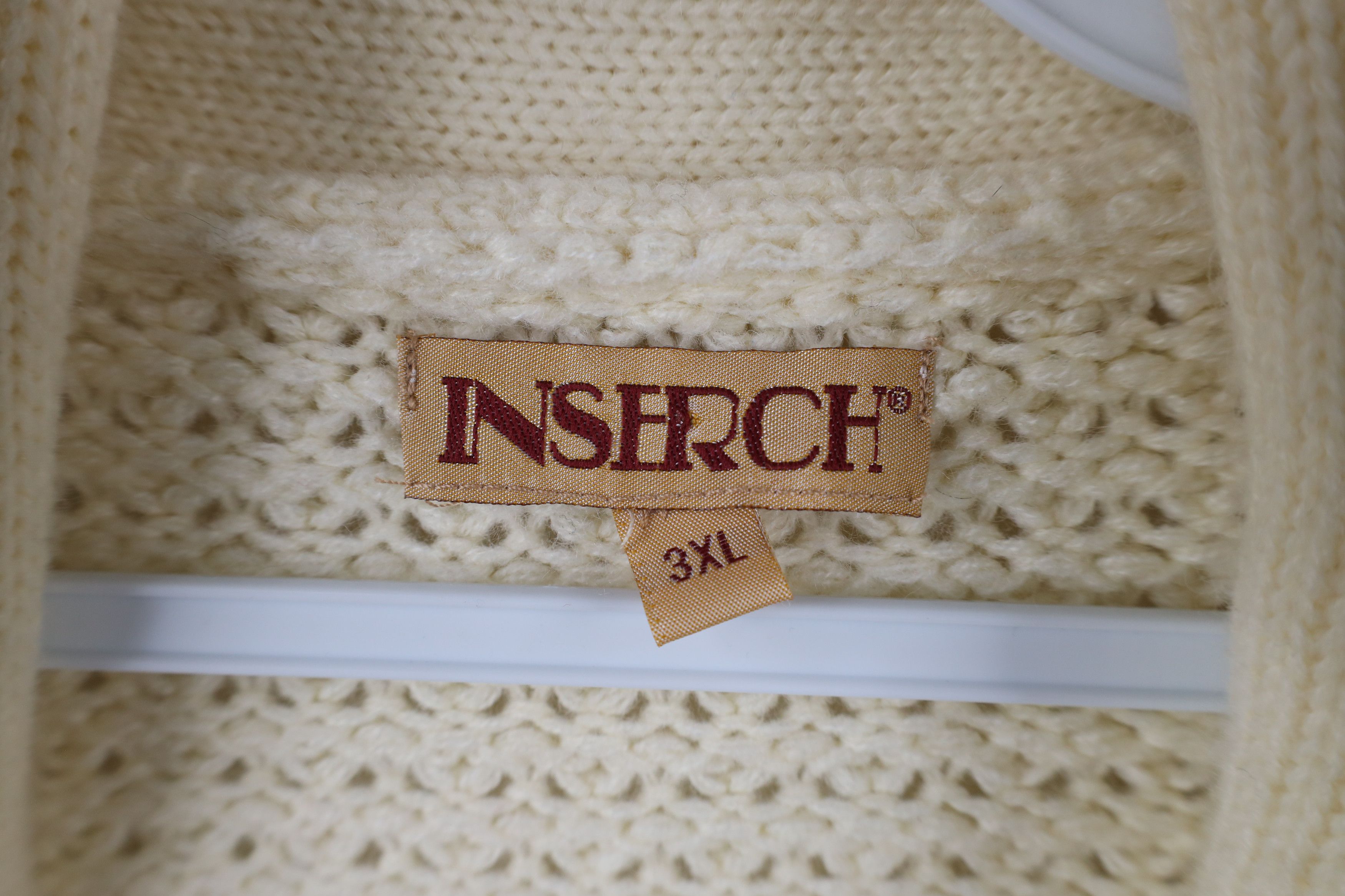 Vintage Vintage 90s Streetwear Knit Shawl Cardigan Sweater Cream Size US XXL / EU 58 / 5 - 7 Thumbnail