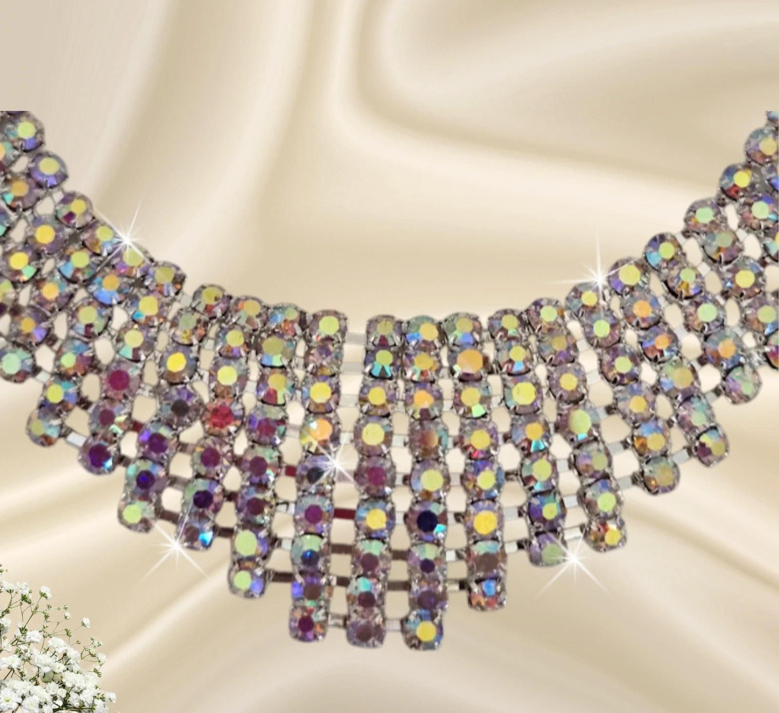 Other Necklace Rhinestone Adjustable Iridescent Pageant Prom NEW Size ONE SIZE - 2 Thumbnail