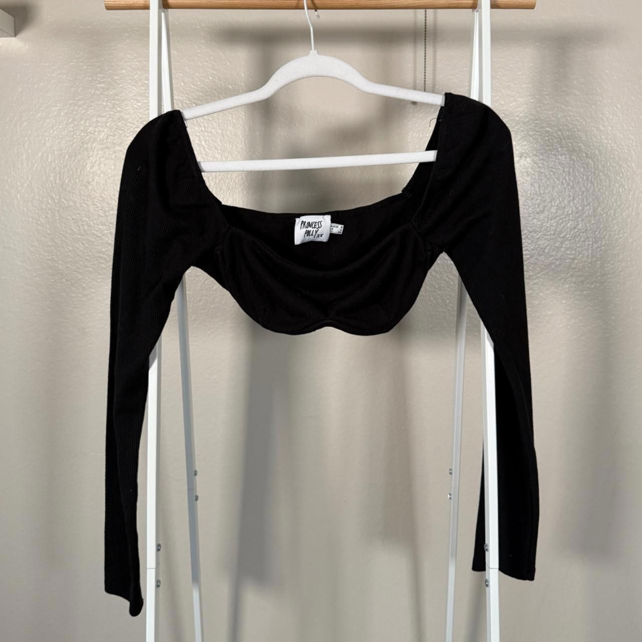 Designer black long sleeve cropped top🖤 Size S / US 4 / IT 40 - 2 Thumbnail