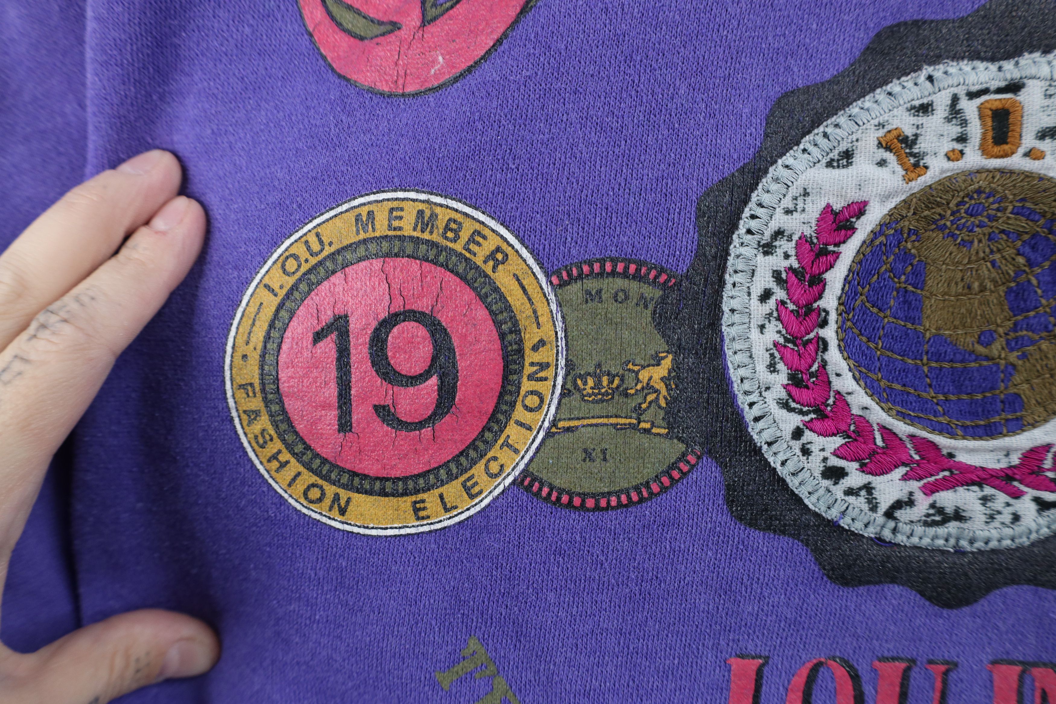 Vintage Vintage 90s IOU Spell Out Football Jersey Sweatshirt Purple Size M / US 6-8 / IT 42-44 - 5 Thumbnail