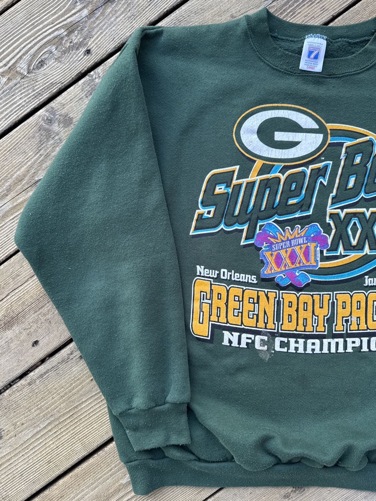 Logo 7 1997 Green Bay Packers Super Bowl XXXI Champs Sweatshirt L Size US L / EU 52-54 / 3 - 2 Thumbnail