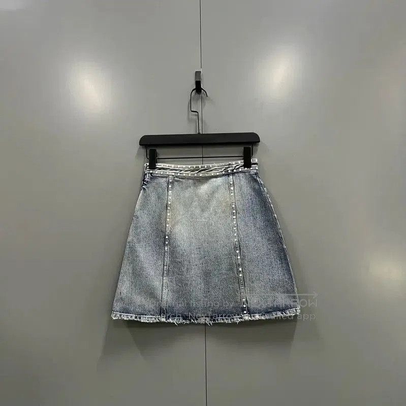 Miu Miu Miu Miu Summer Blue Cotton Mini Skirt . Size 26" / US 2 / IT 38 - 2 Thumbnail