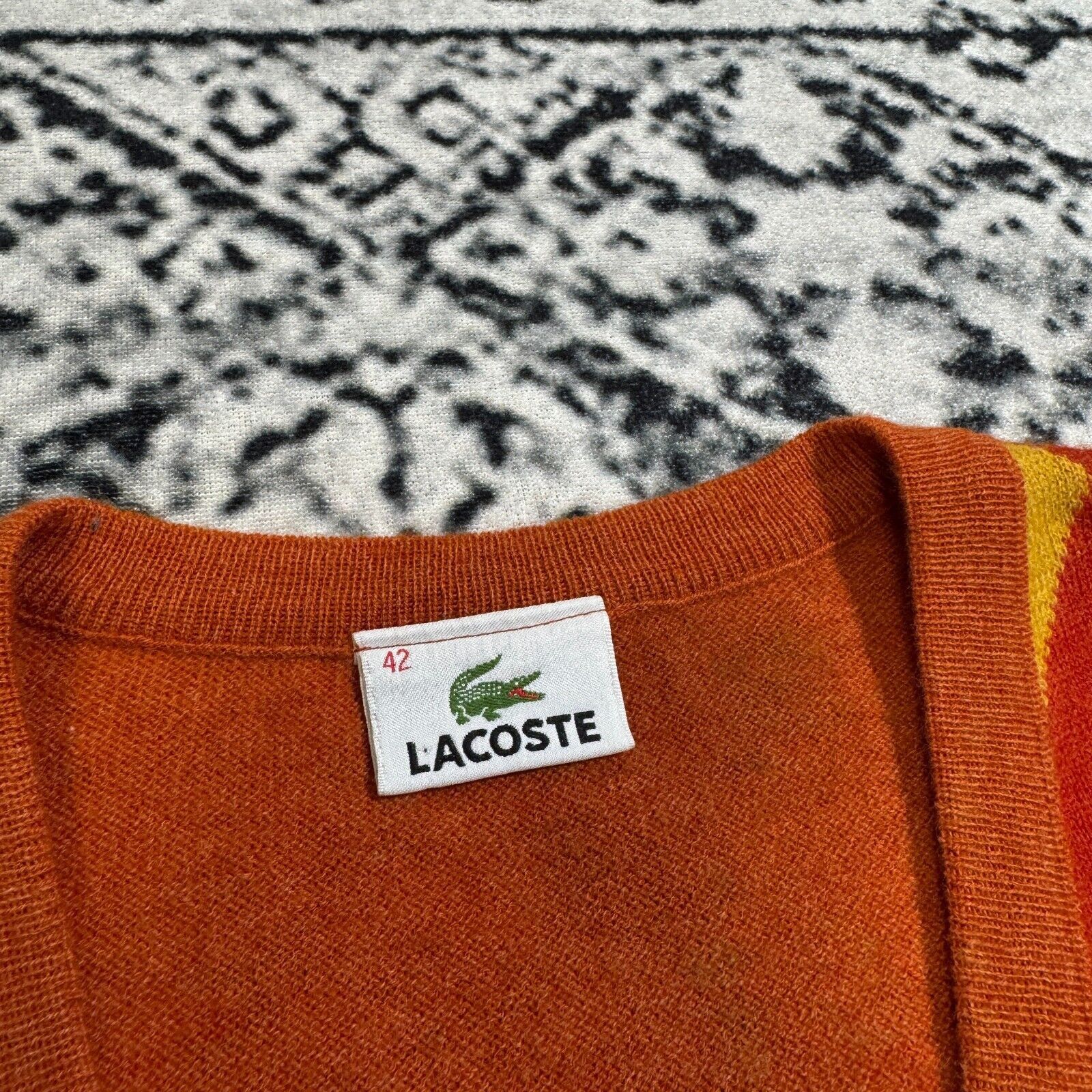 Lacoste × Vintage Vintage Lacoste Unisex Orange Yellow Red Wool Sweater Size S Size US S / EU 44-46 / 1 - 5 Thumbnail