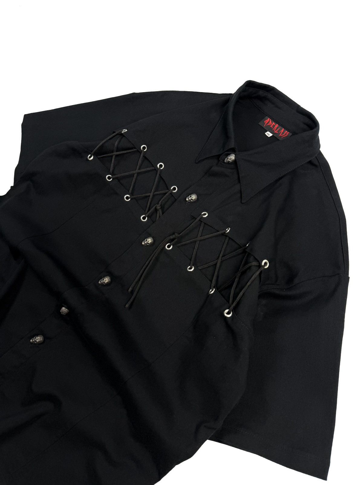 Killstar Aderlass Gothic Punk Shirt Skull Buttons Lace Up Avant Garde Size US XXL / EU 58 / 5 - 9 Thumbnail