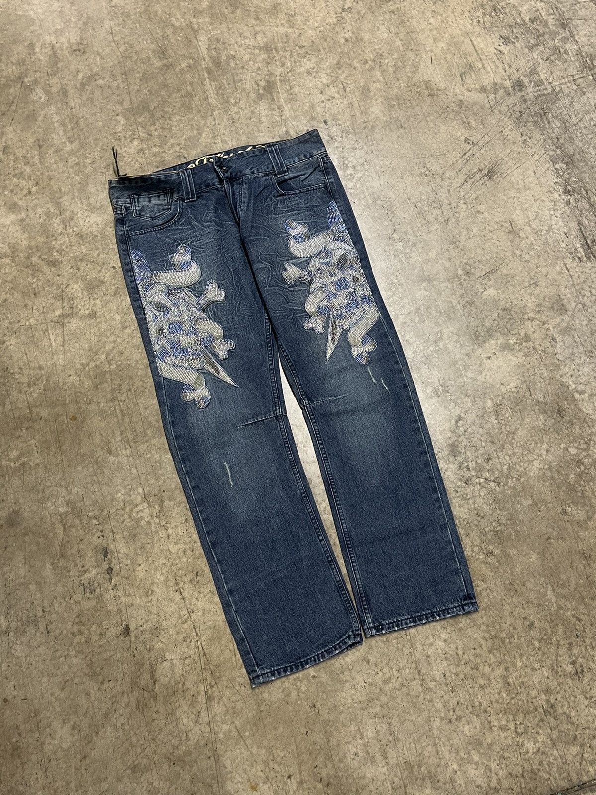 Ed Hardy × Vintage Ed hardy vintage baggy fit denim skull dragon print rare NWT Size US 38 / EU 54 - 1 Thumbnail